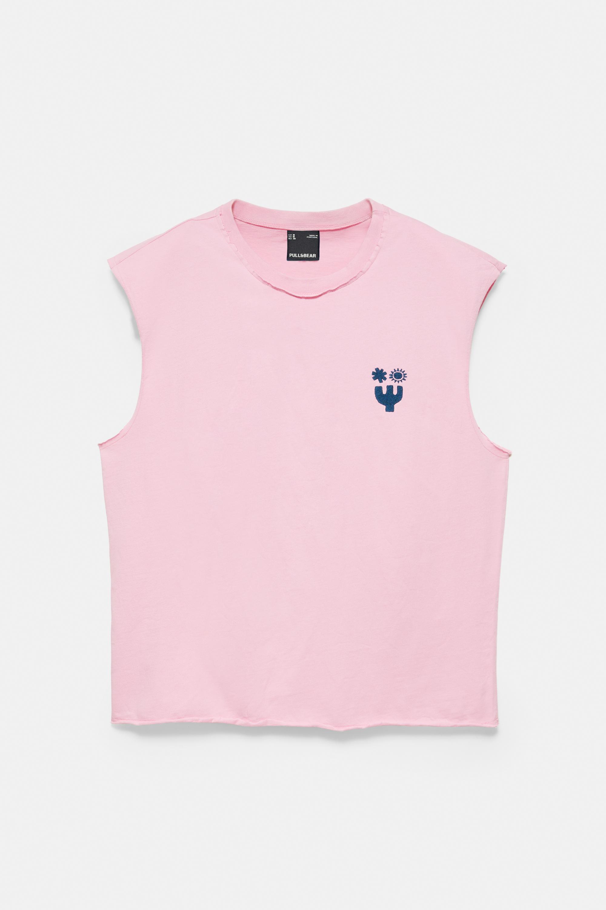 Ibiza boxy sleeveless T-shirt — Pink