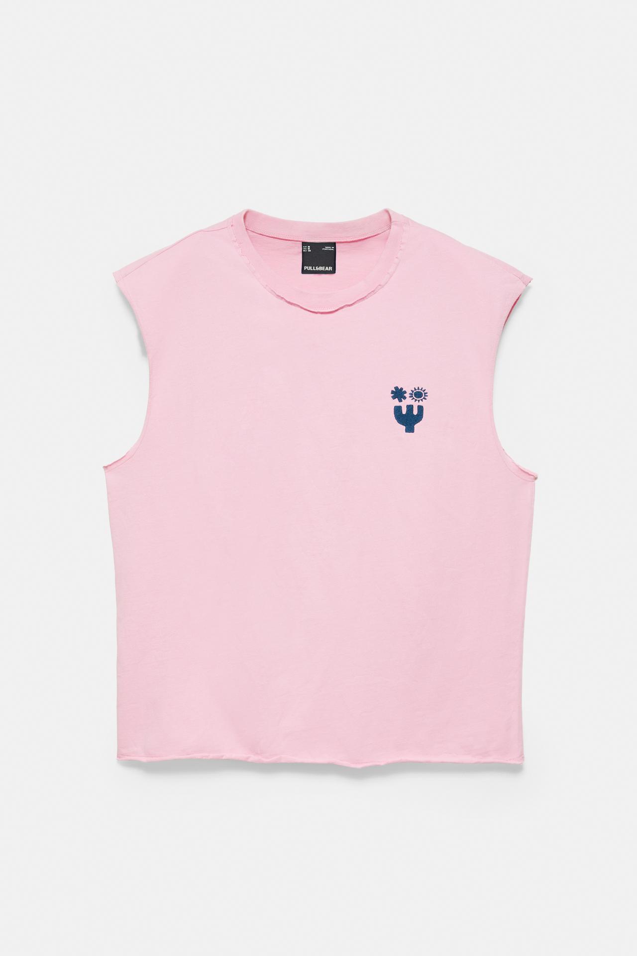 Ibiza boxy sleeveless T-shirt — Pink