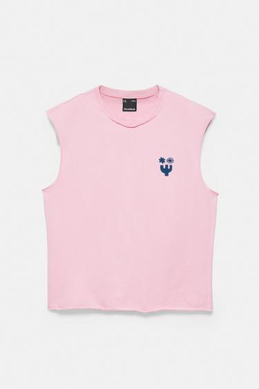 Ibiza boxy sleeveless T-shirt — Pink 7