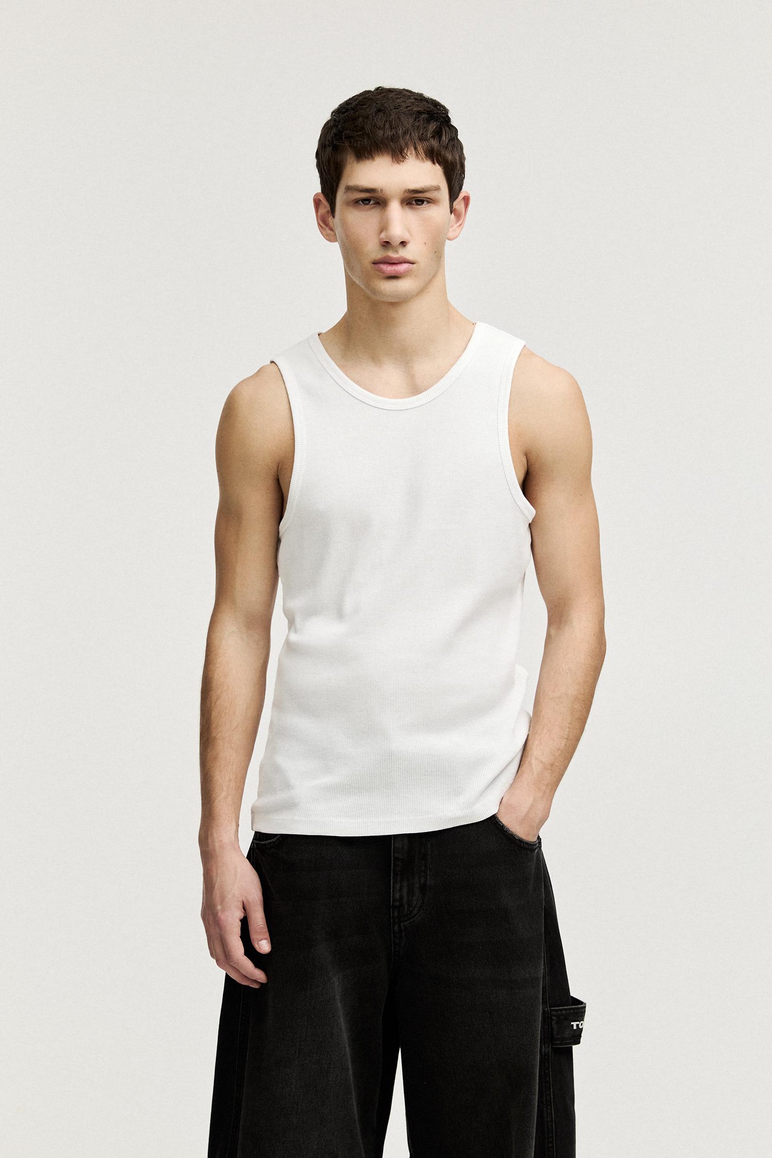 Ribbed tank top — White