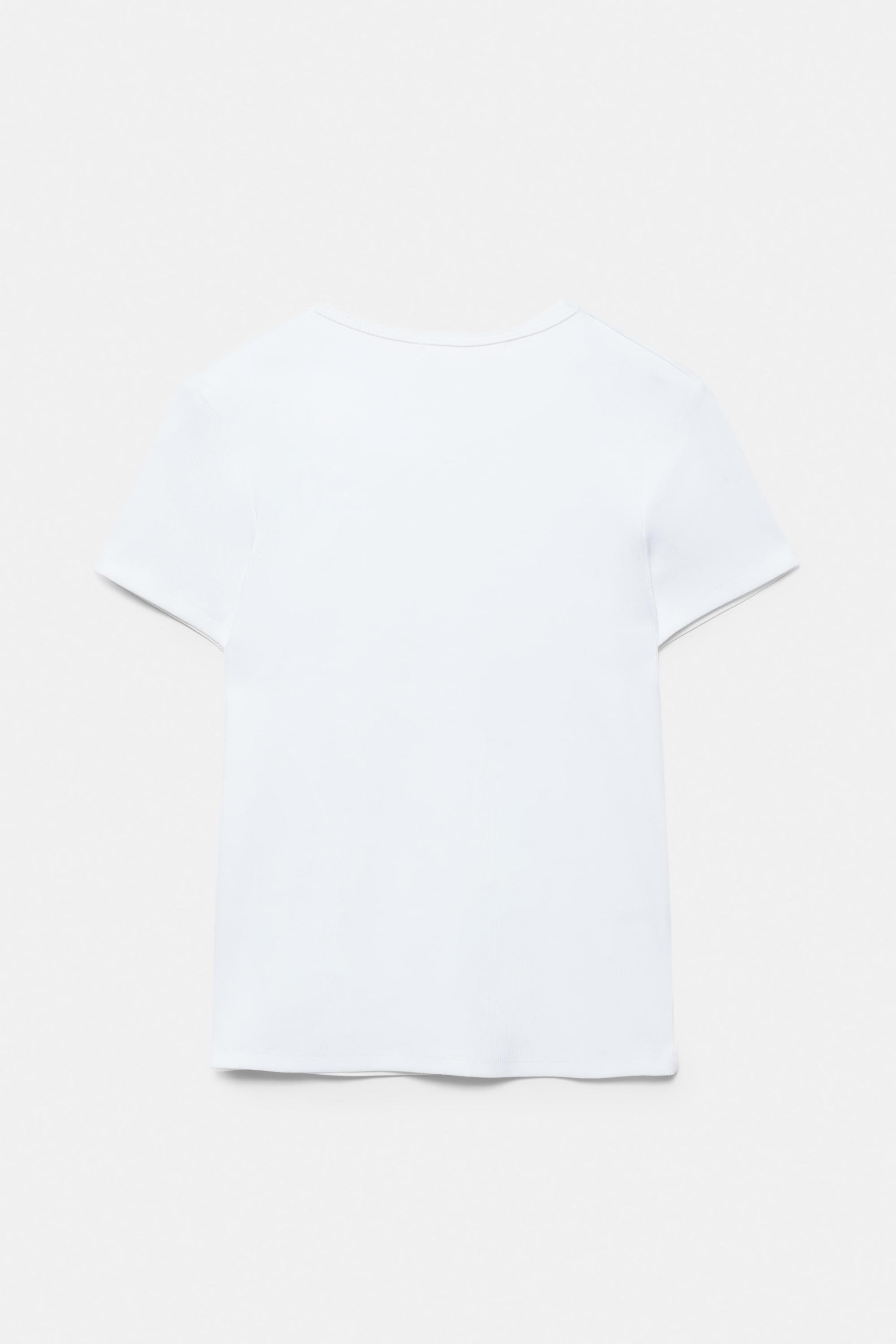 Ribbed short sleeve T-shirt — White