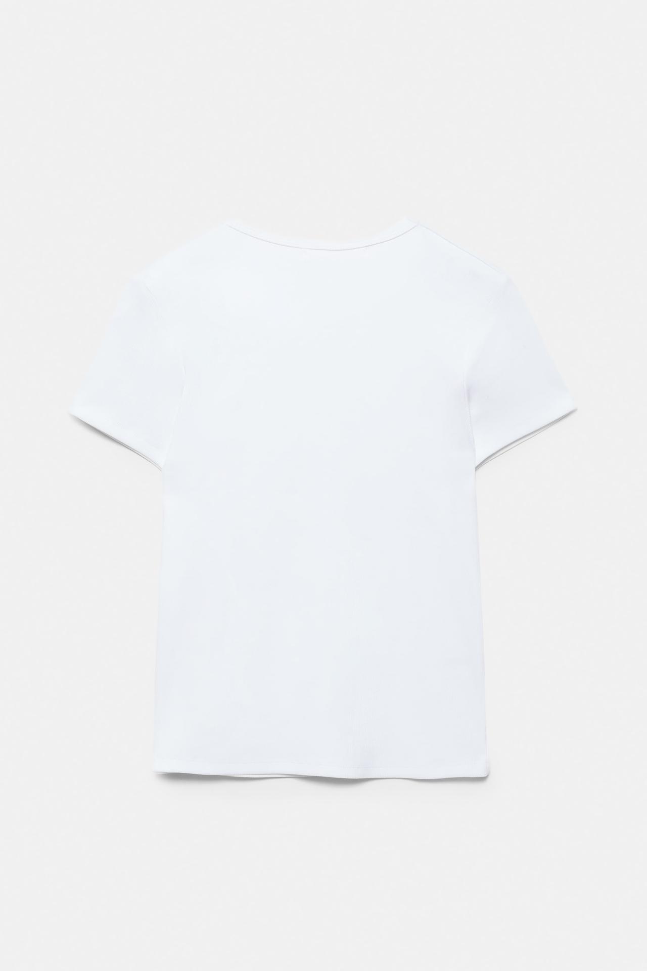 Ribbed short sleeve T-shirt — White