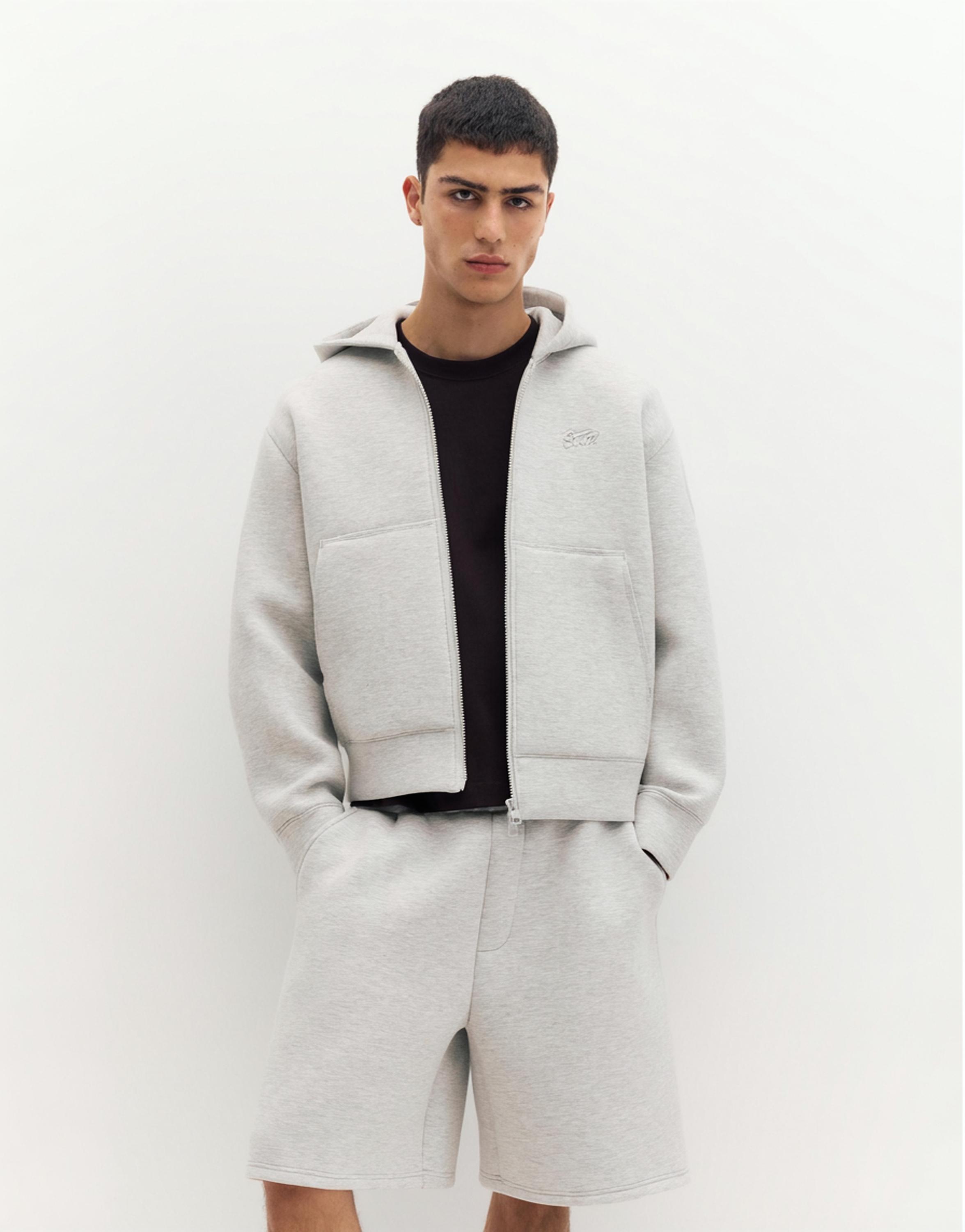 Neoprene-effect hoodie — Grey