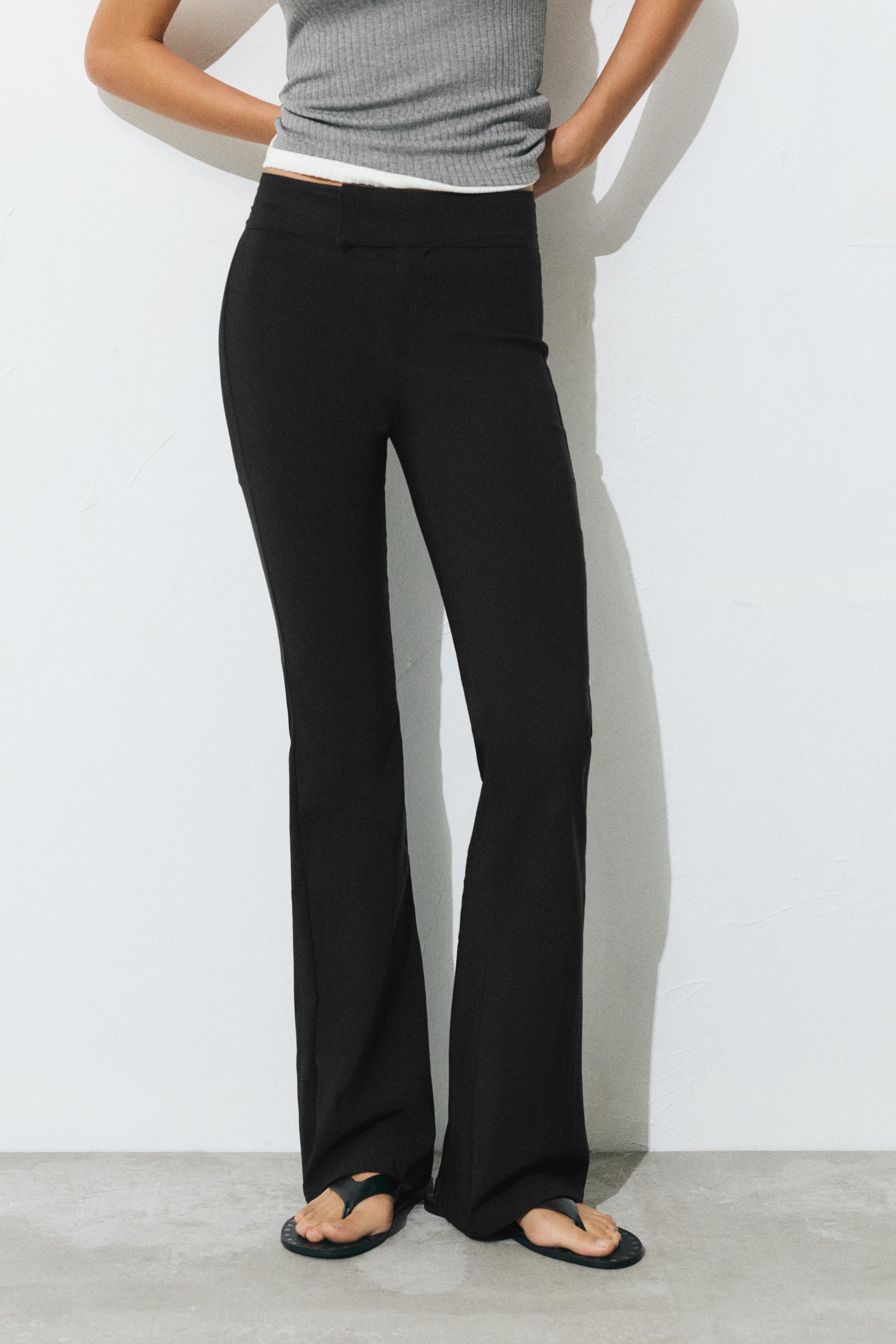 Mid-waist bootcut trousers — Black