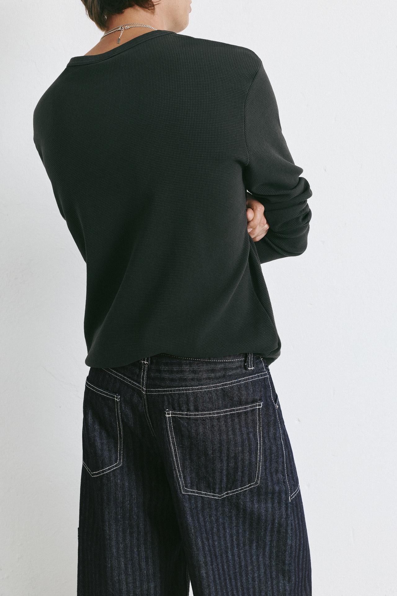 Striped relaxed-fit cargo jeans — Navy