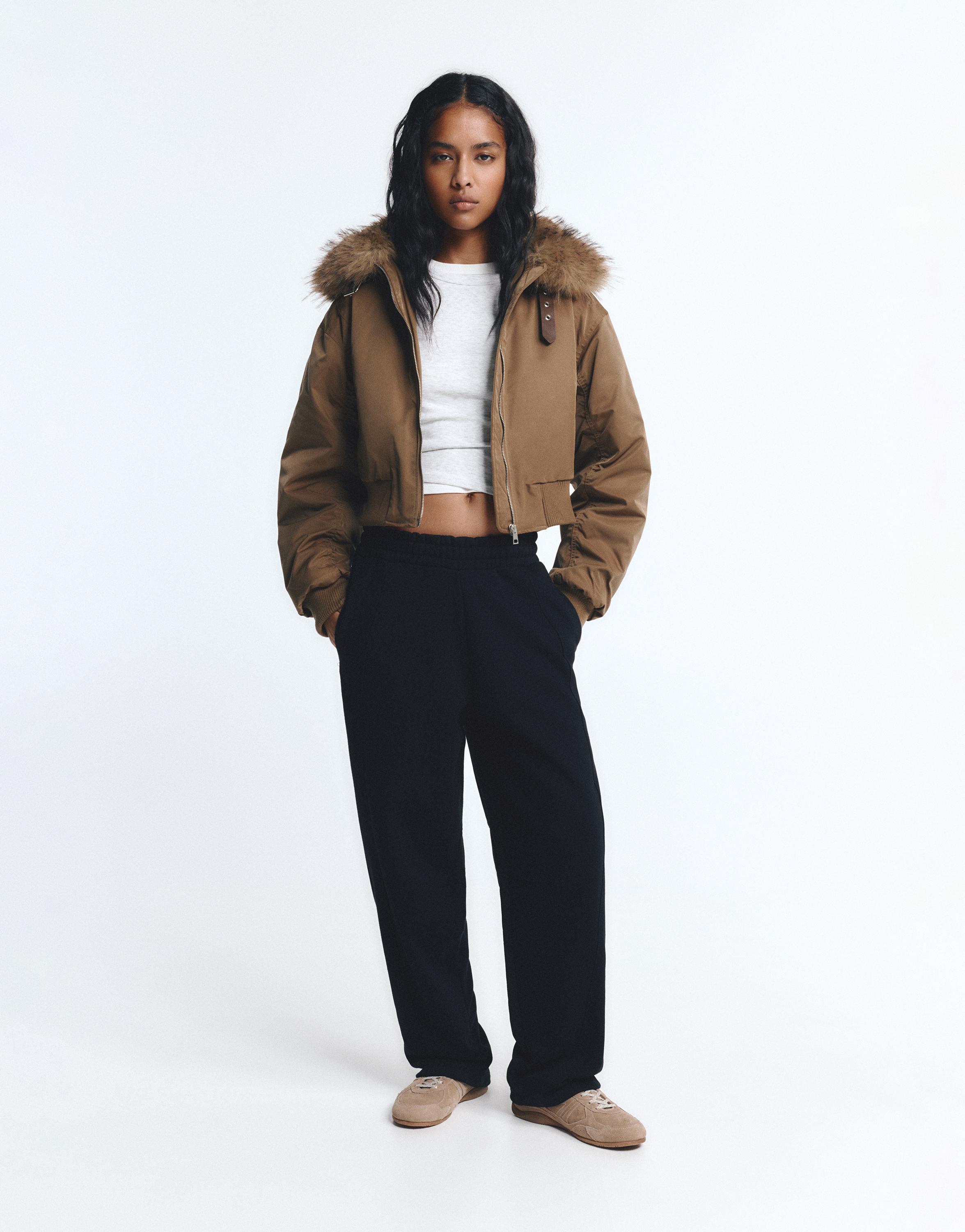 Barrel fit tracksuit trousers — Black
