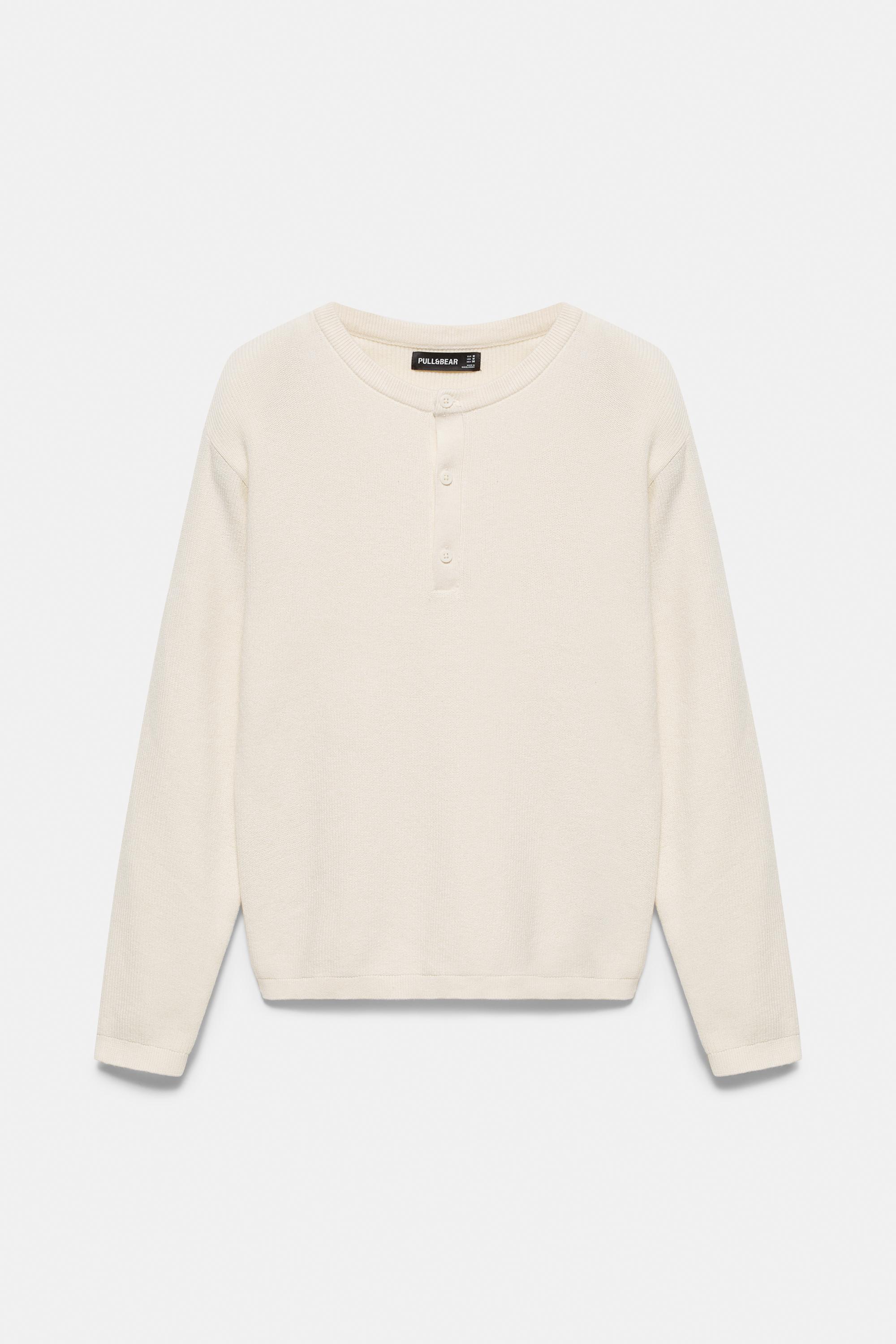 Henley neck jumper — White
