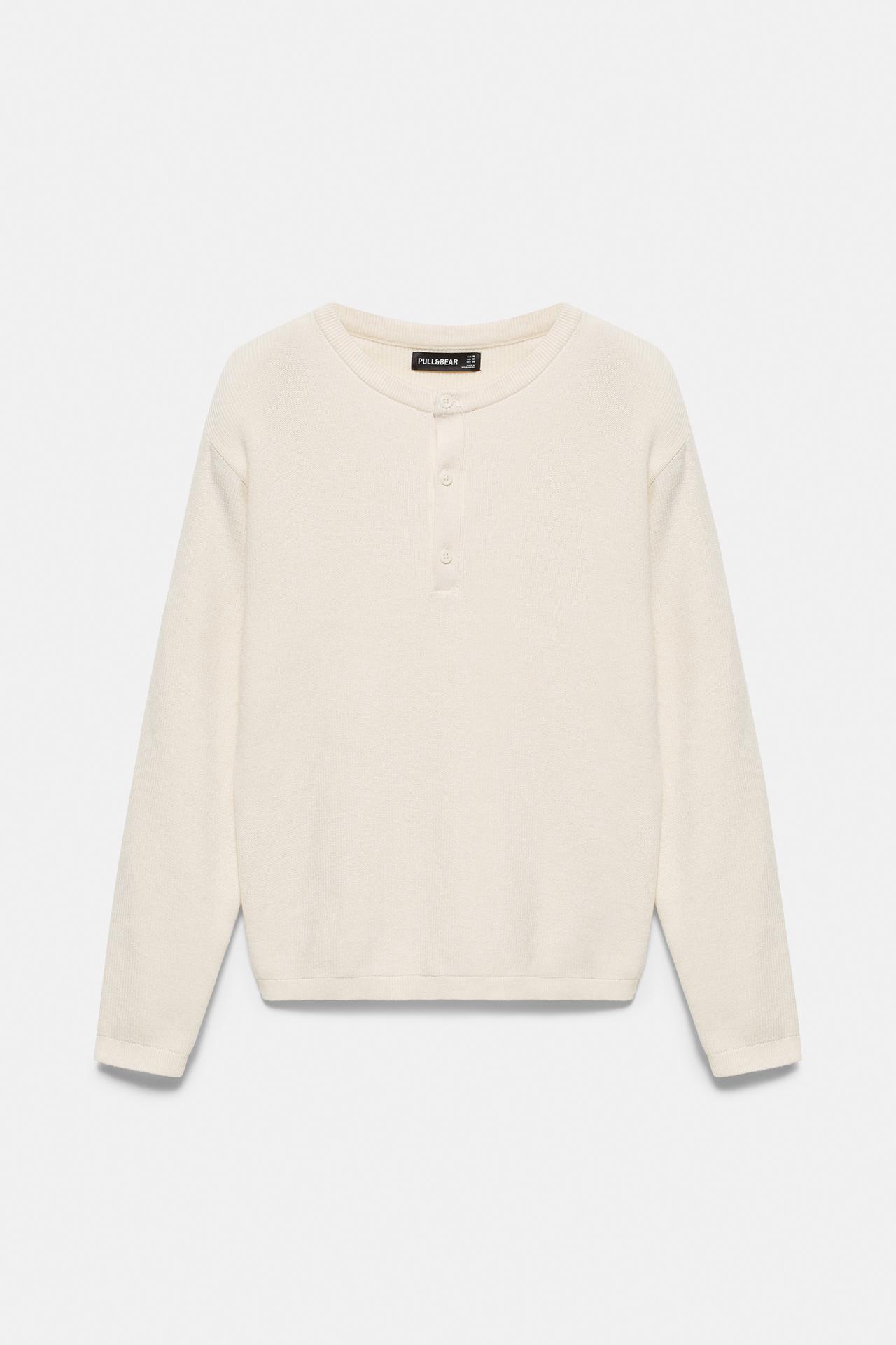 Henley collar jumper — White