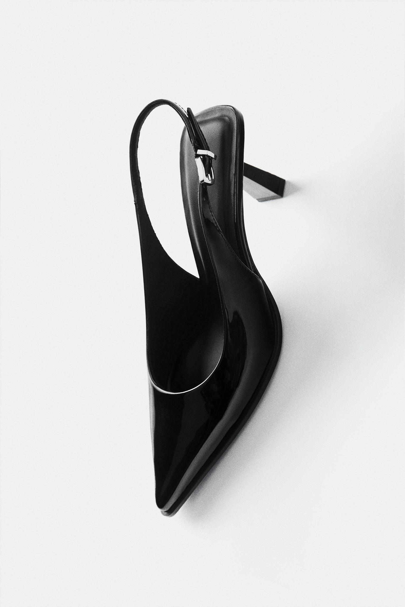 Patent slingback heels — Black