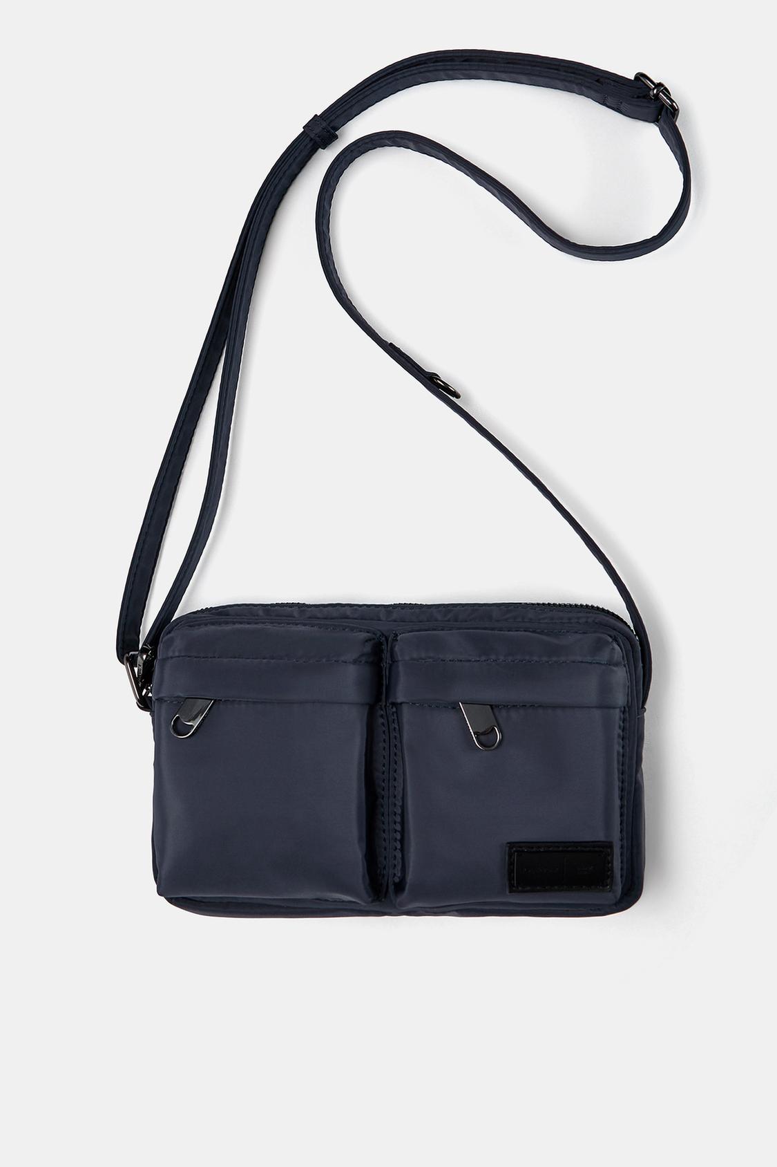 Nylon-effect crossbody bag with pockets - PULL&BEAR