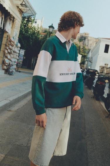 Long sleeve Newport Sport Club polo shirt — Off white 1