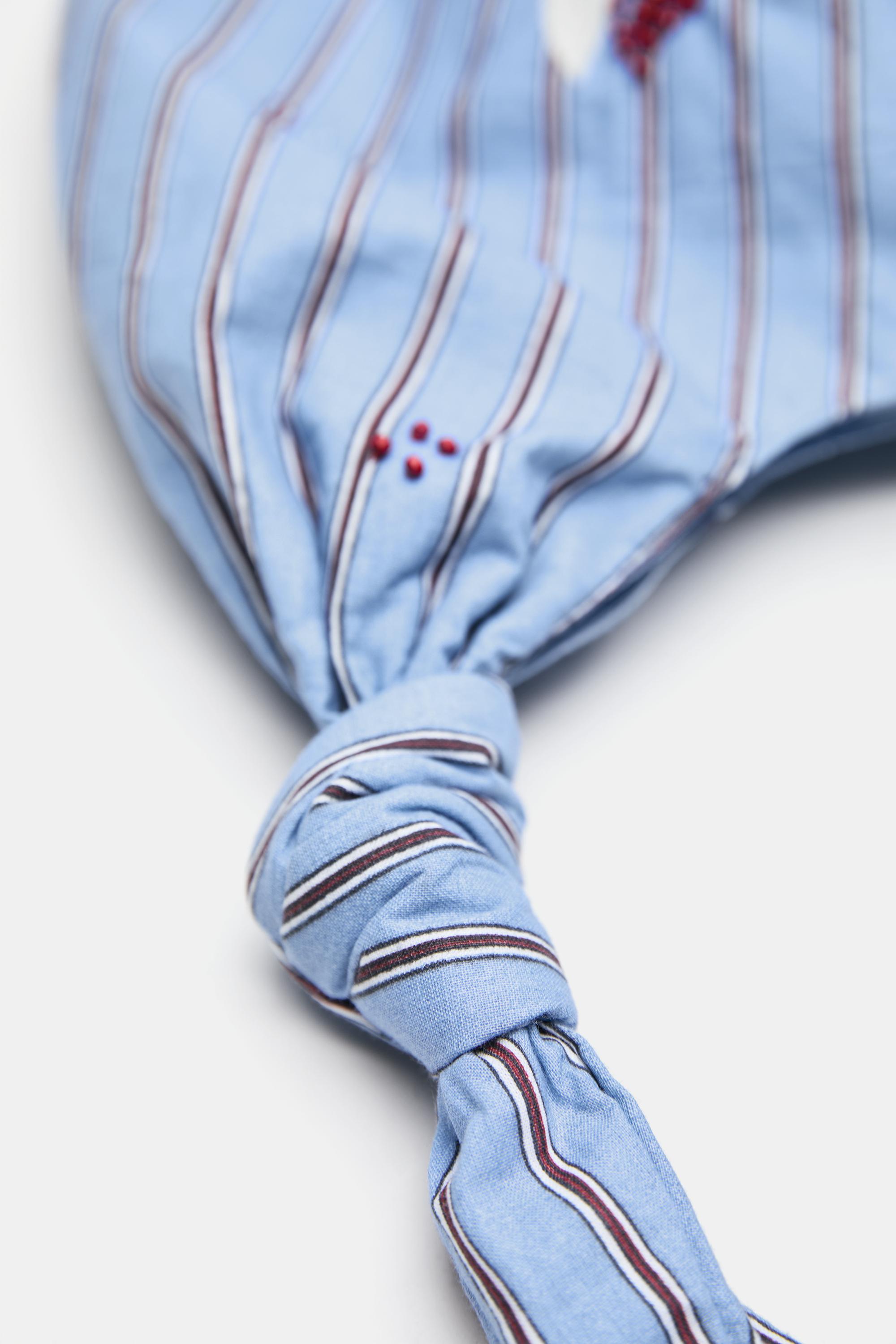 Striped floral tote bag — Blue