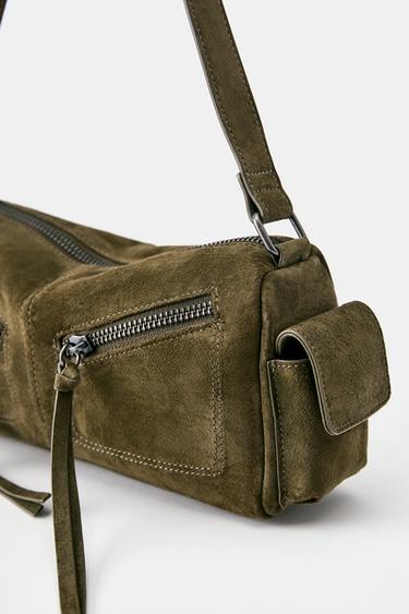 Leather multipocket shoulder bag — Khaki 3