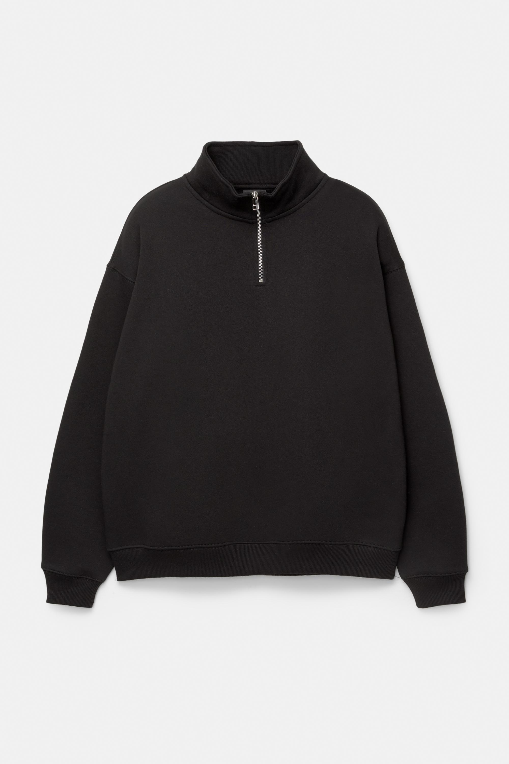 Basic quarter-zip sweatshirt — Black
