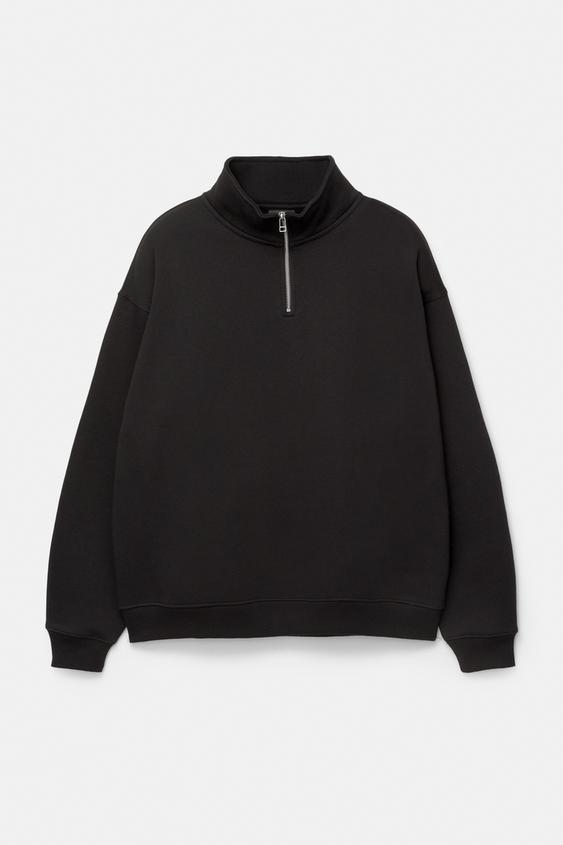 Grin&Bear Capuchontrui voor heren, hoodie met schuine halve rits, GEC435, zwart, XL Grin&Bear Capuchontrui voor heren, hoodie met schuine halve rits, GEC435, zwart, XL