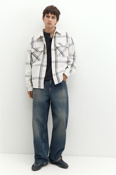 Checked long sleeve overshirt — Off white 4