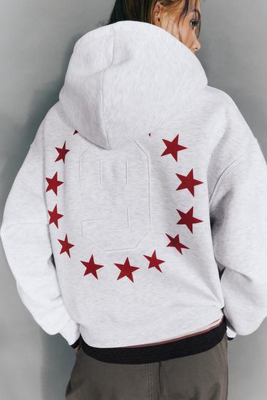Star graphic hoodie — Grey marl 2