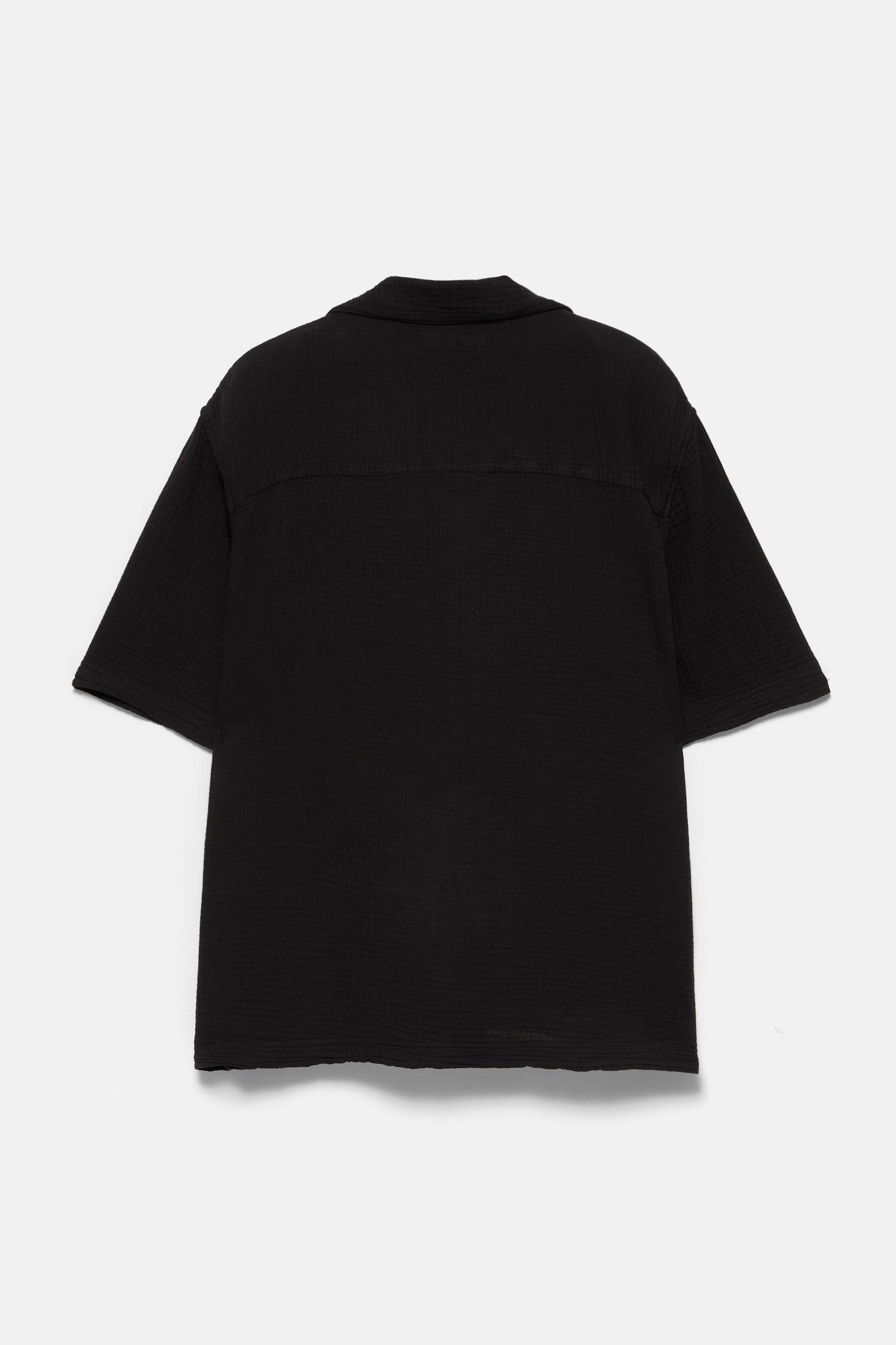 Short sleeve crepe shirt — Black