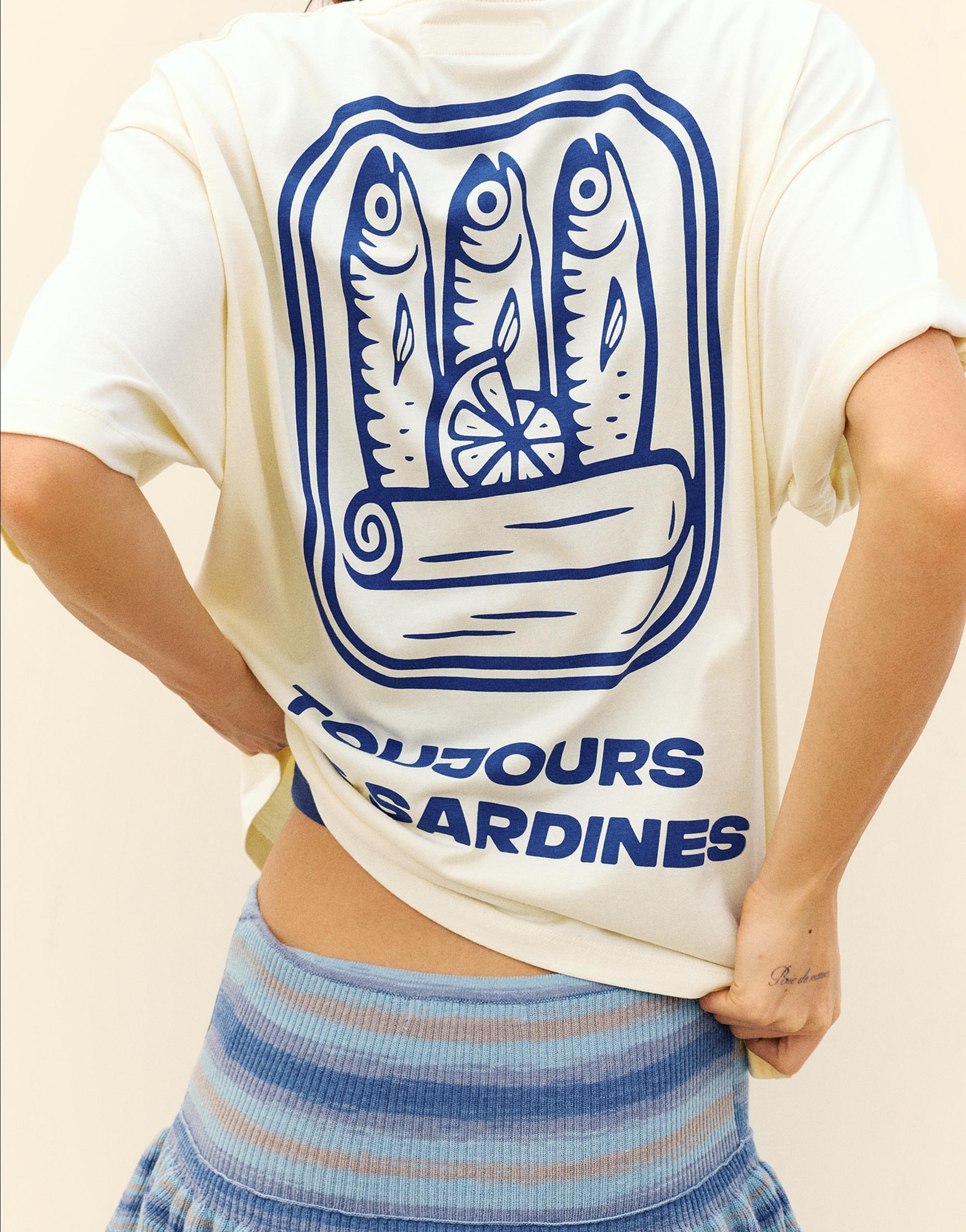 Oversize sardine graphic T-shirt — Yellow