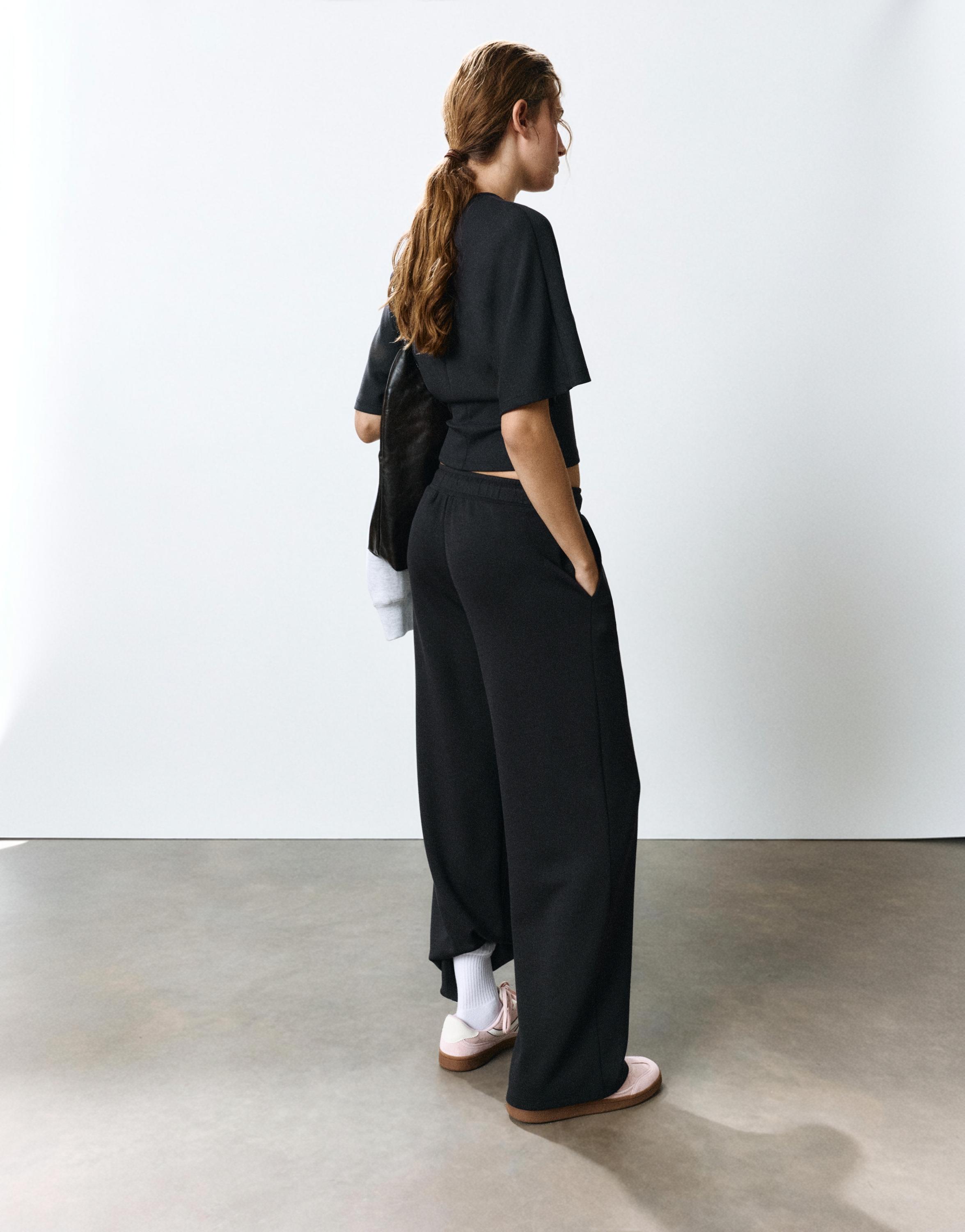 Modal wide-leg trousers — Anthracite grey