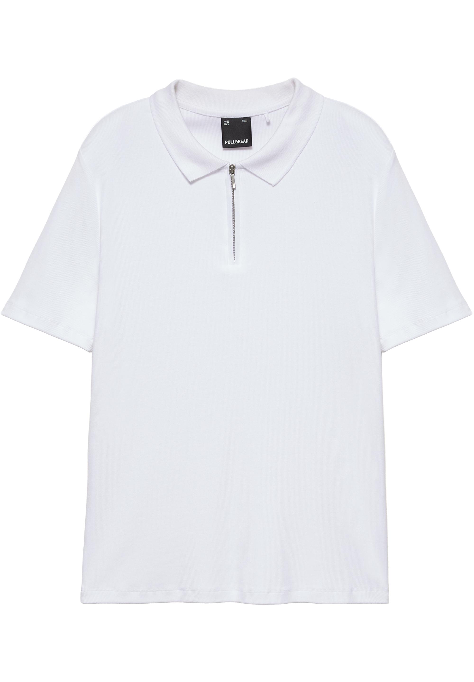Short sleeve zip-up polo shirt — Off white