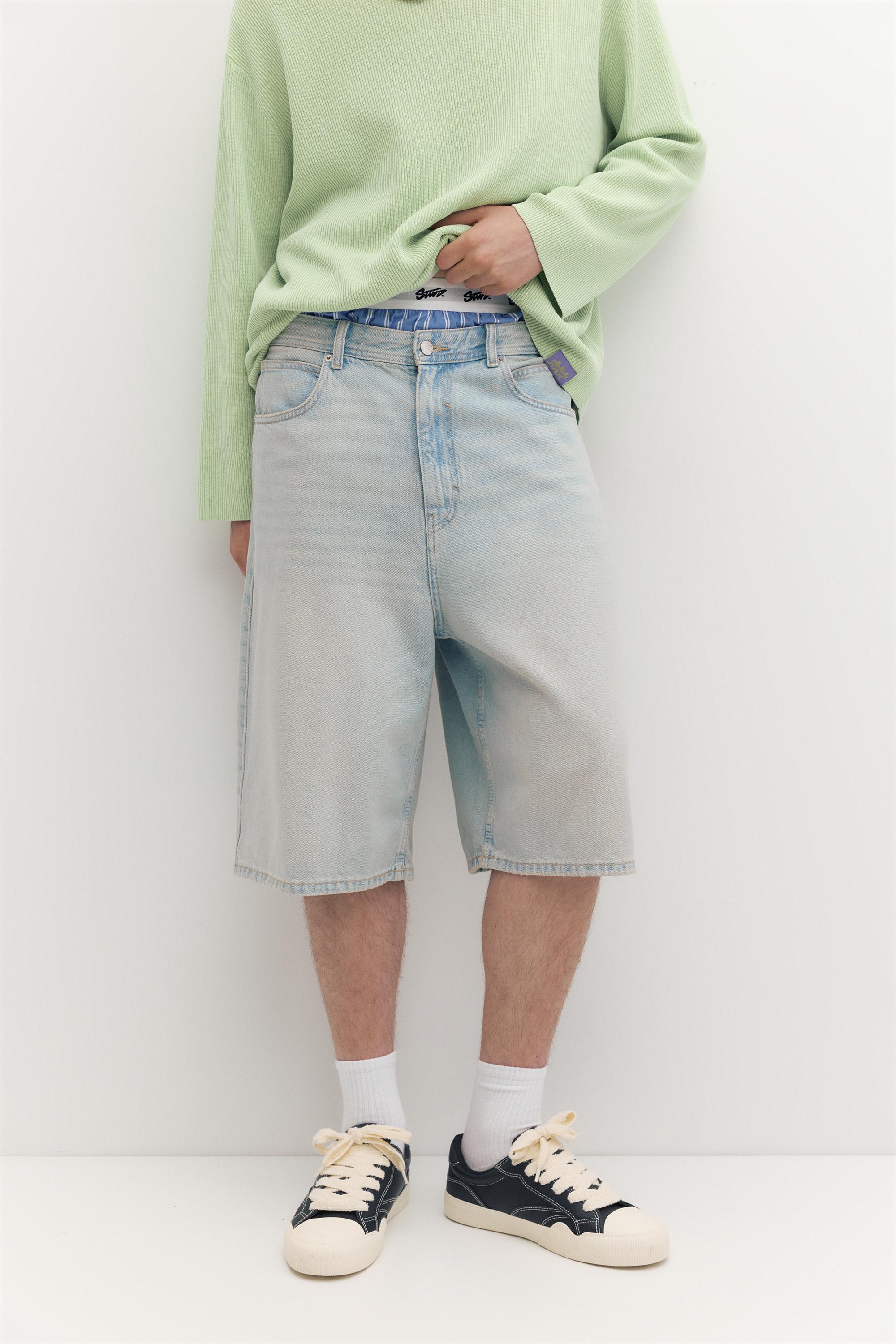 STWD skater denim Bermuda shorts — Pale indigo