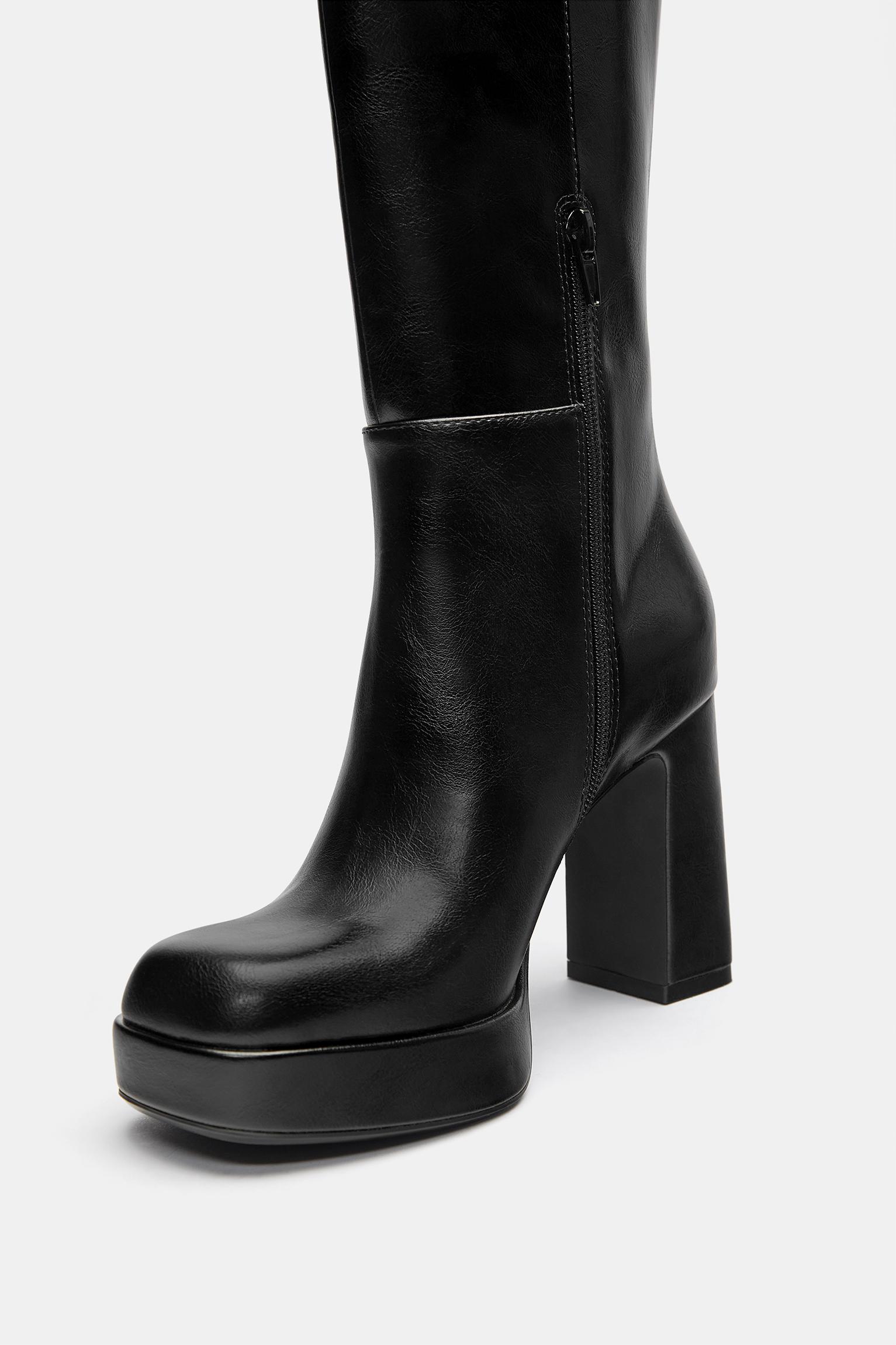 High-heel platform boots — Black