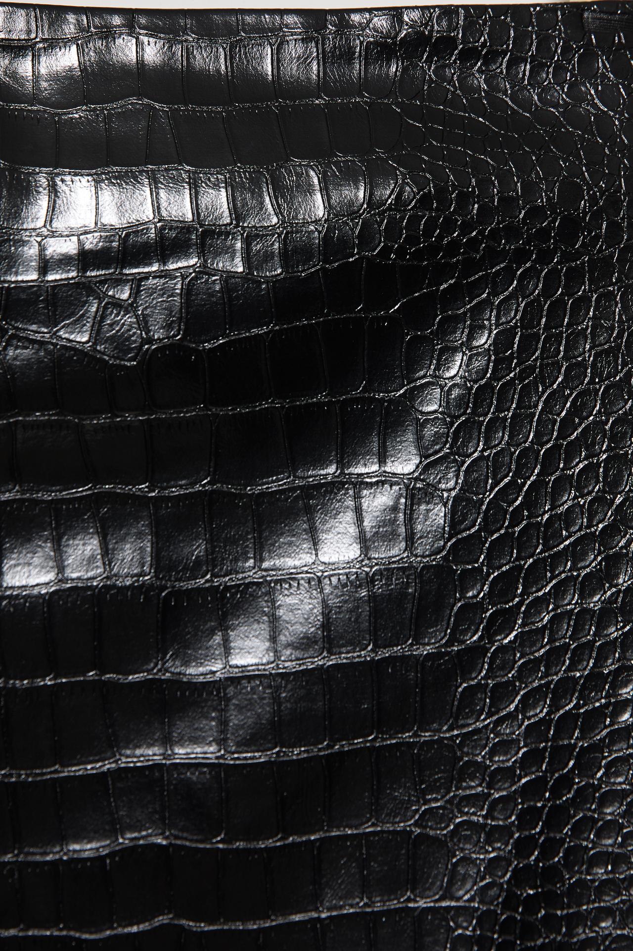 Crocodile leather effect mini skirt — Black