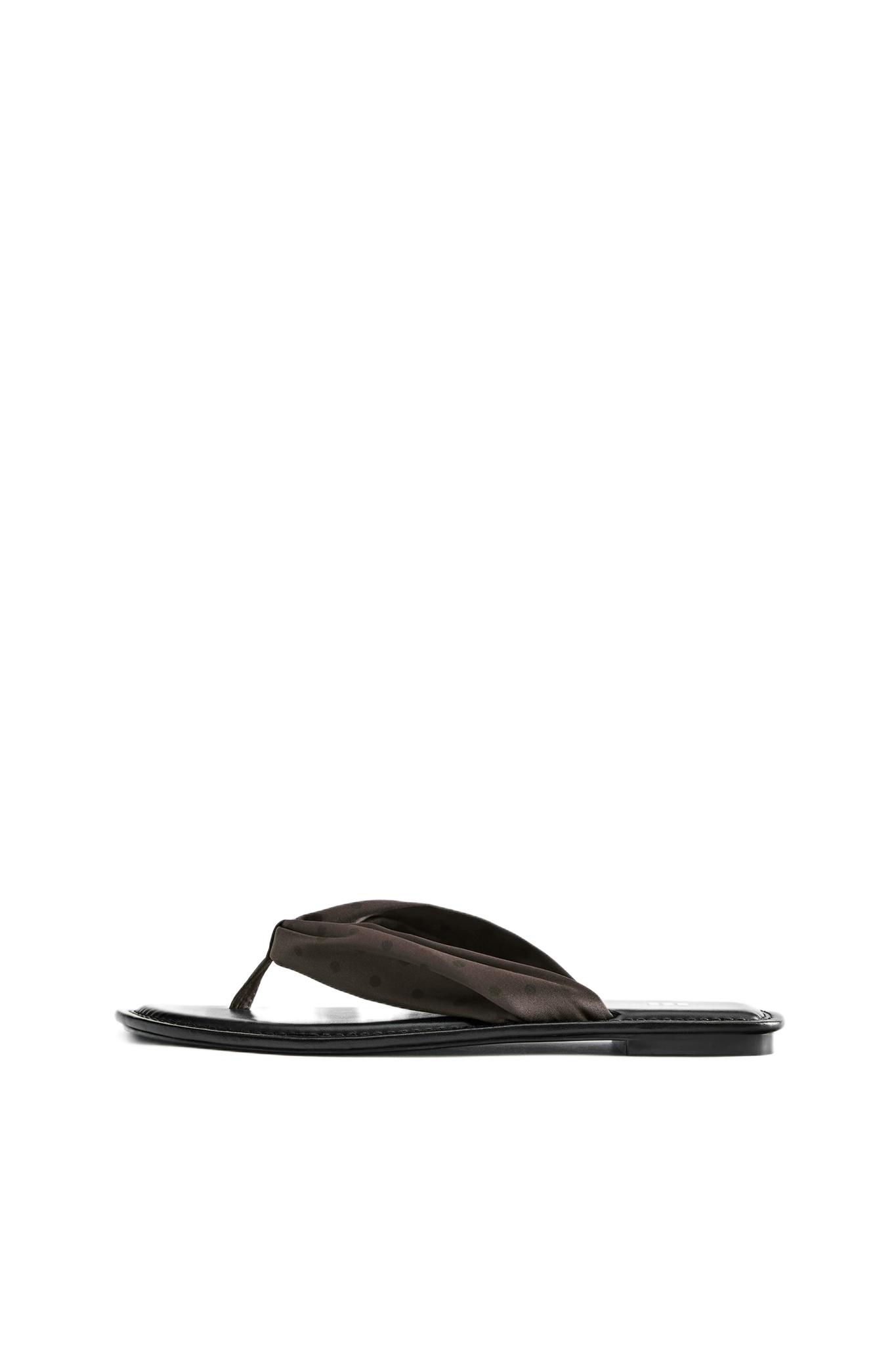 Polka dot flat slider sandals — Brown