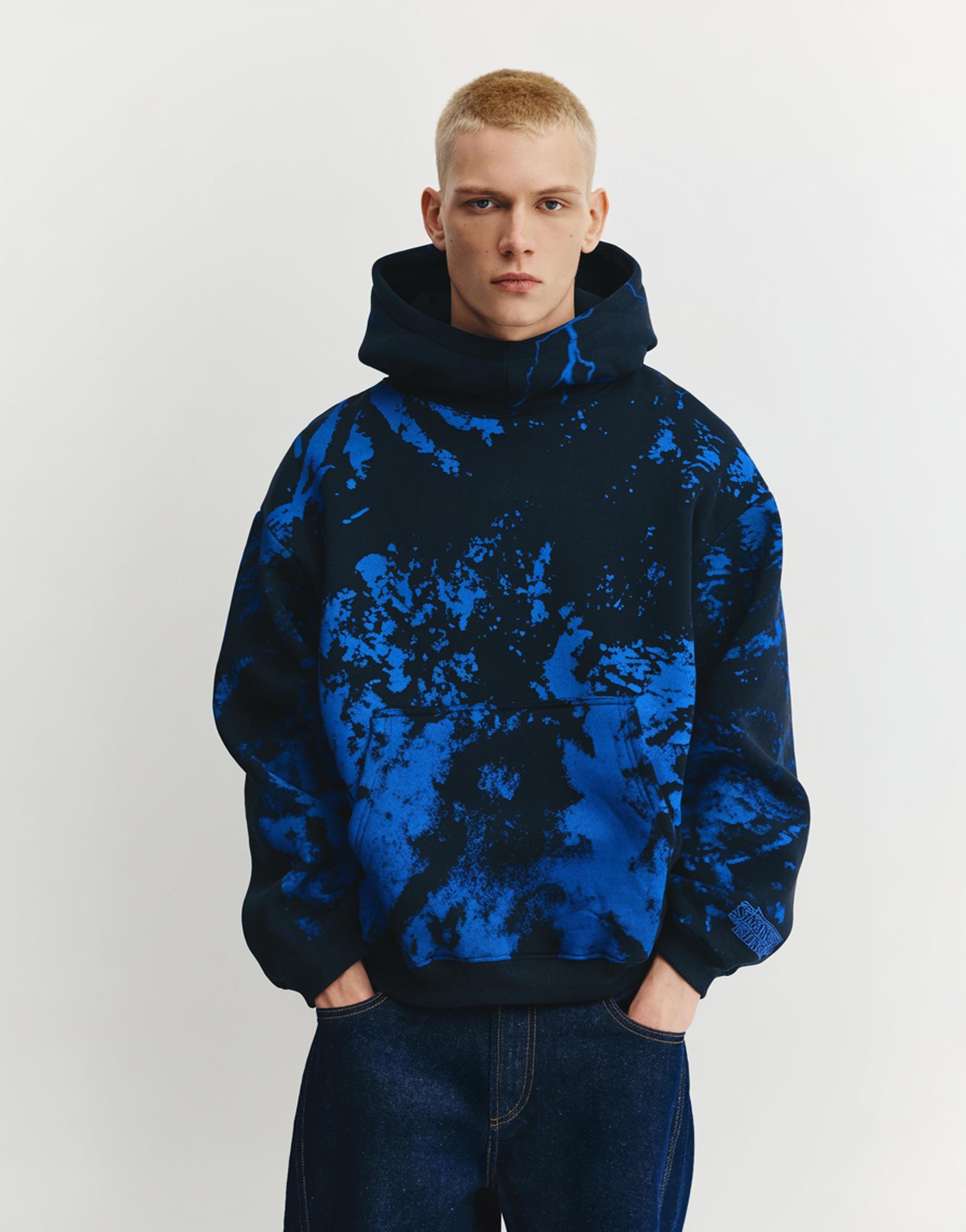 Stranger Things batik desenli kapüşonlu sweatshirt - Görsel 14