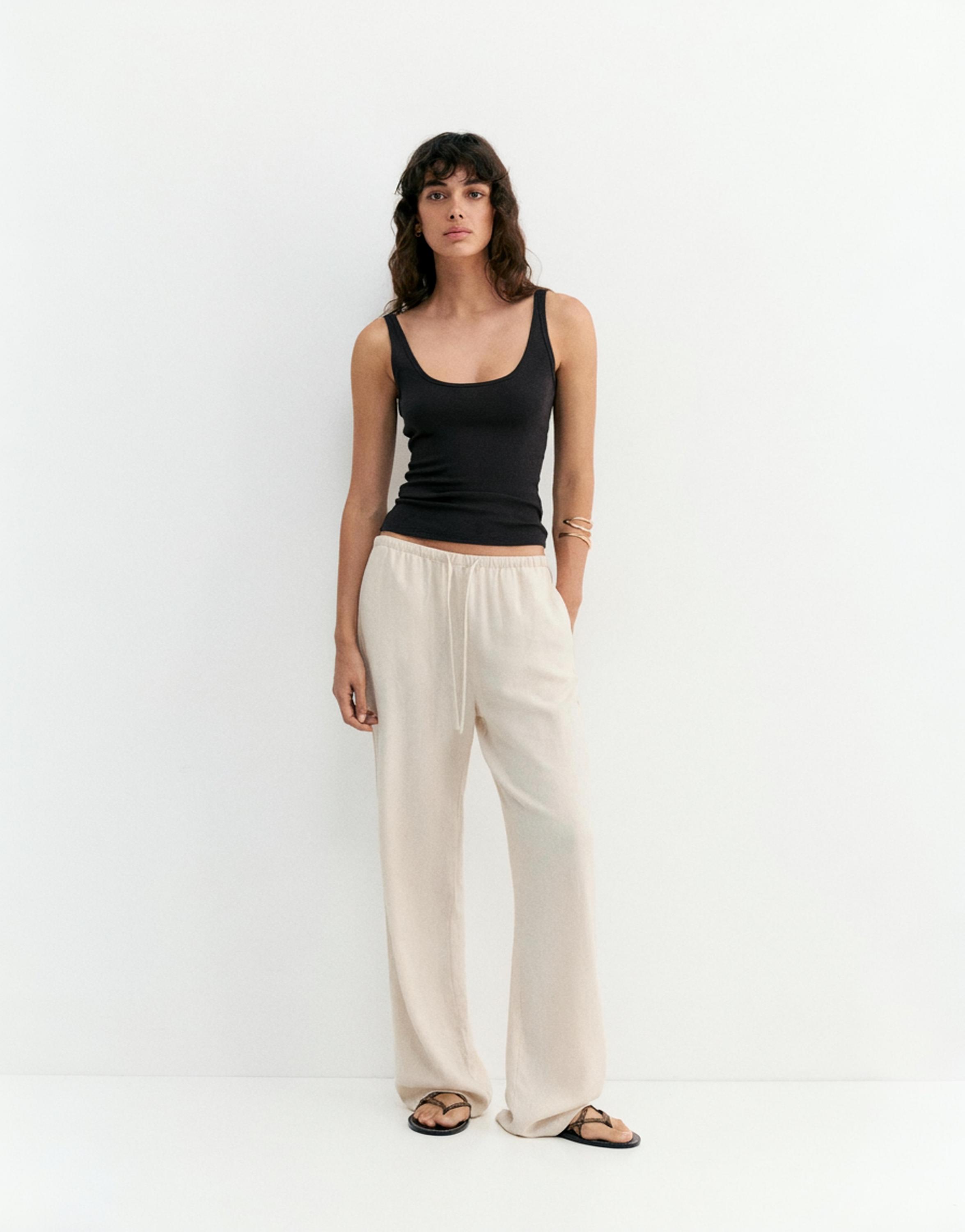 Linen blend joggers — Sand