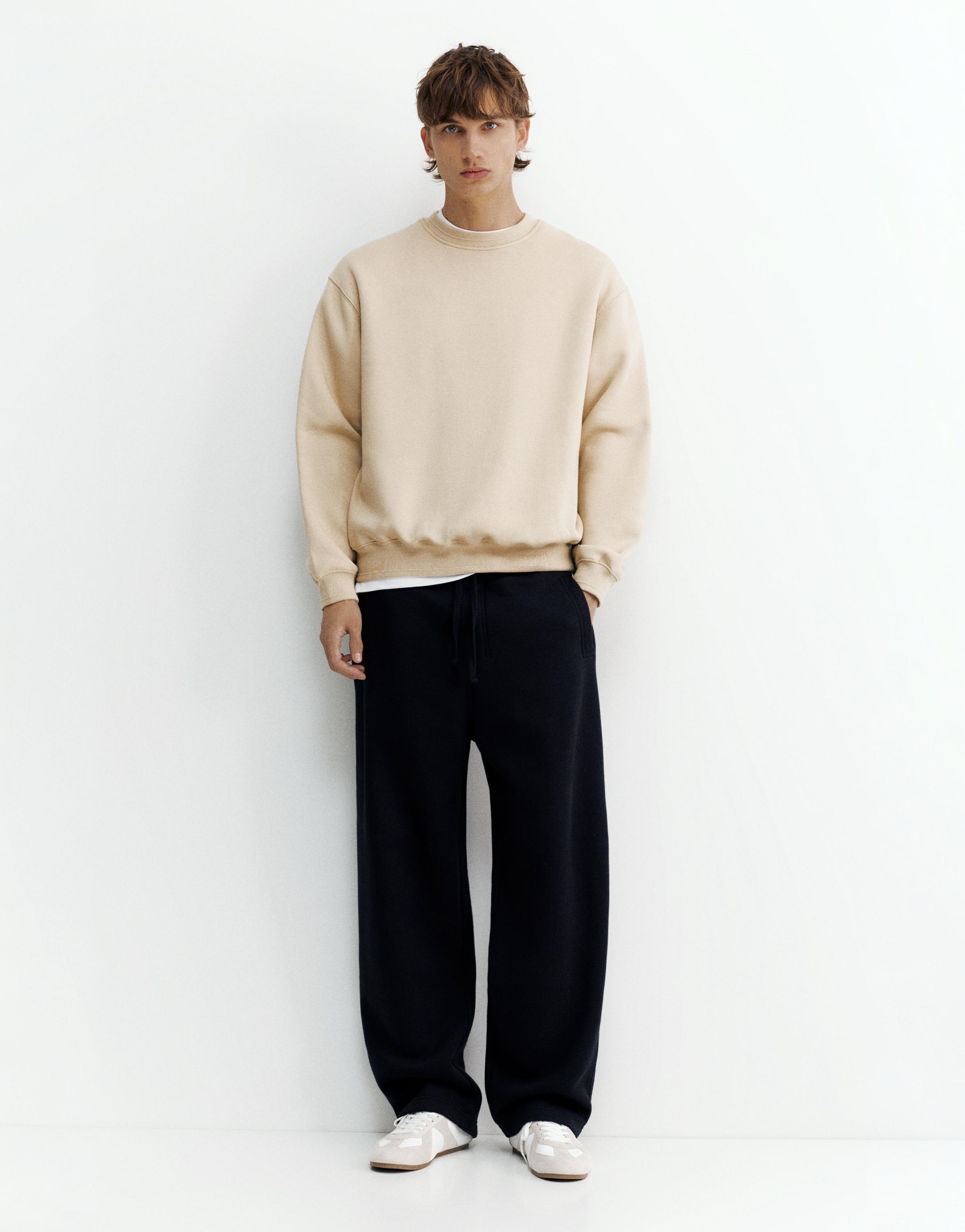 Relaxed fit round neck sweatshirt — Sand
