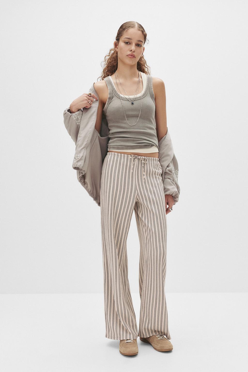 Striped wide leg pants pull&bear - Main Image