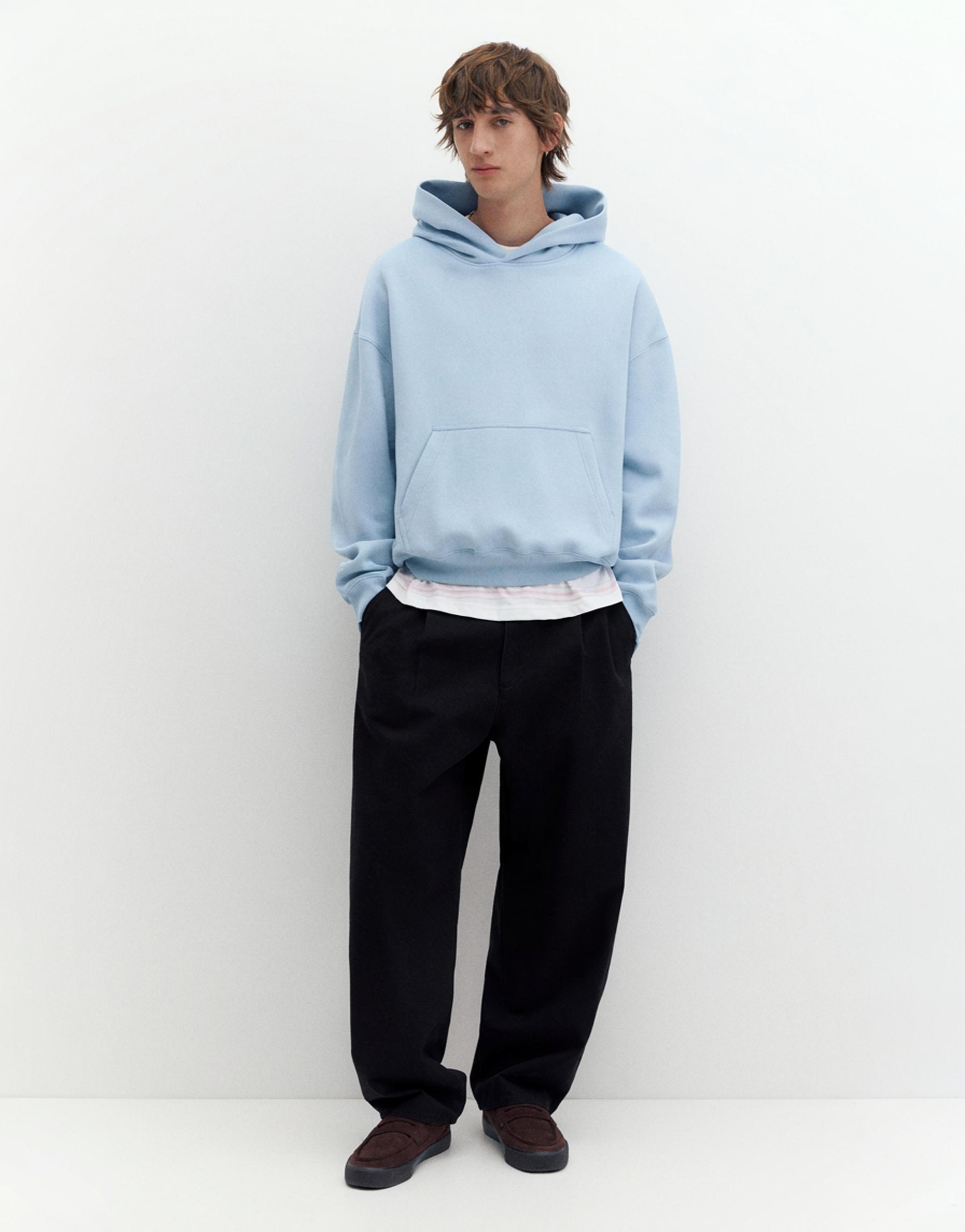 STWD boxy-fit logo hoodie — Sky blue