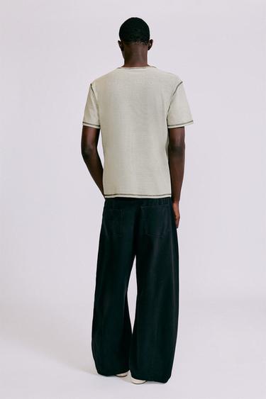 Striped henley neck T-shirt — Striped 3