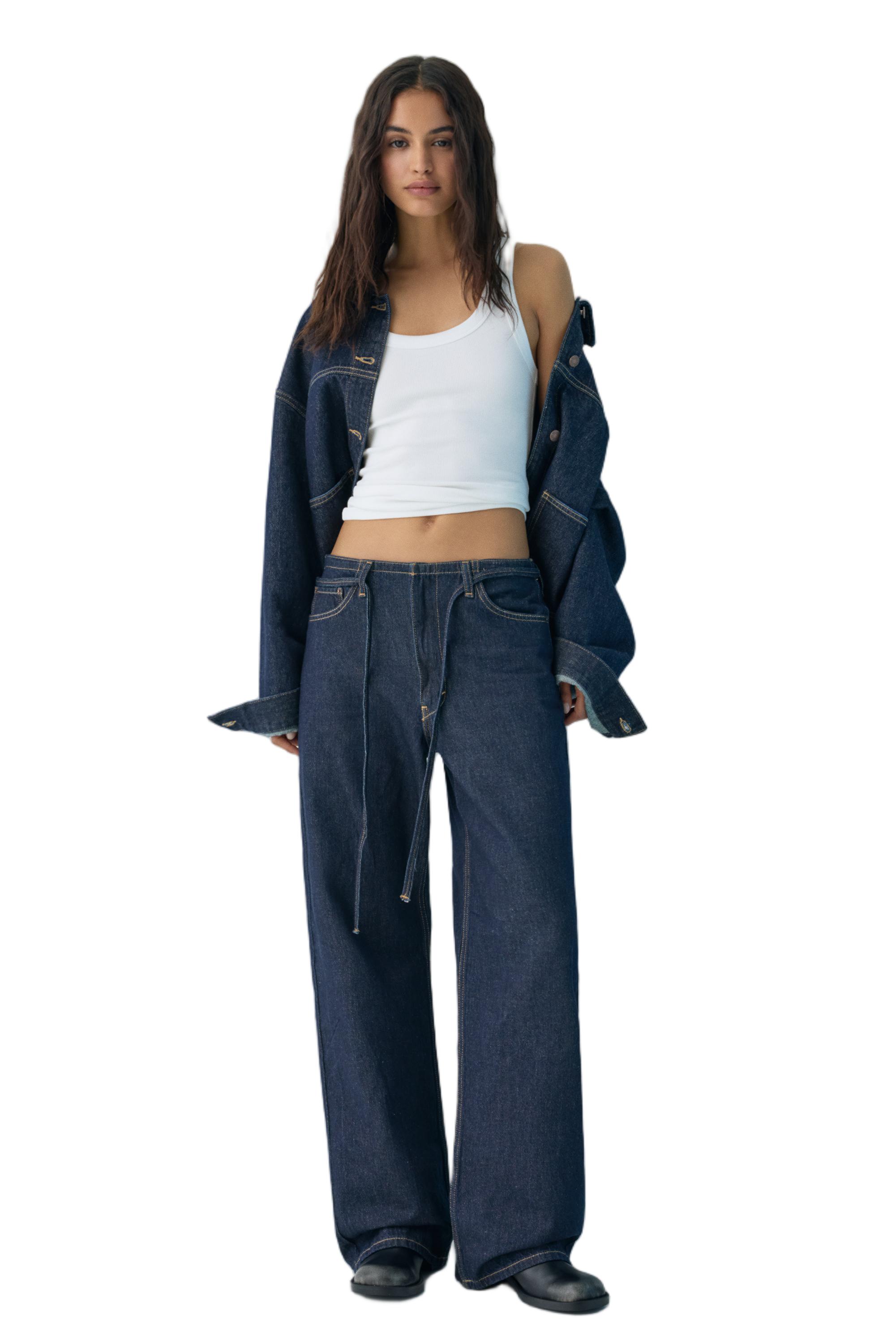 Baggy jeans with drawstring — Navy