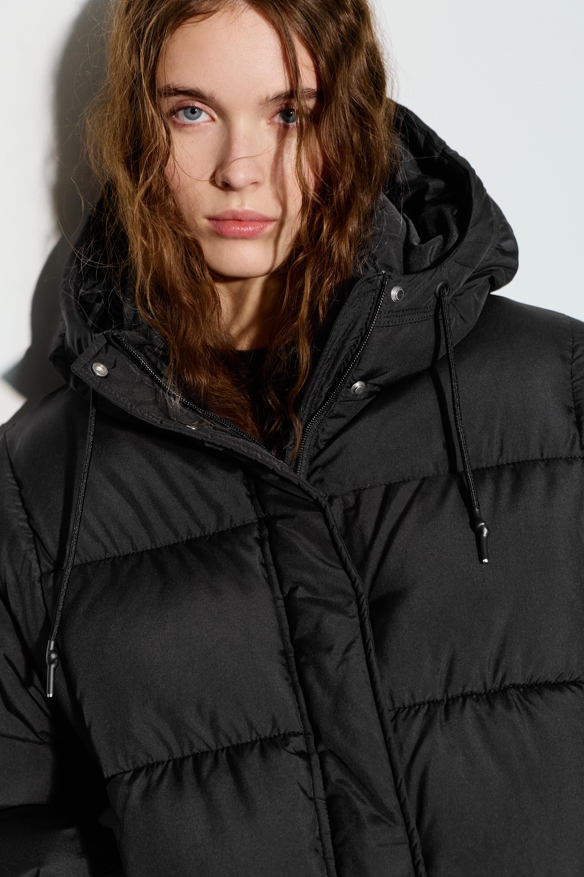 Hooded Padded Jacket — Black