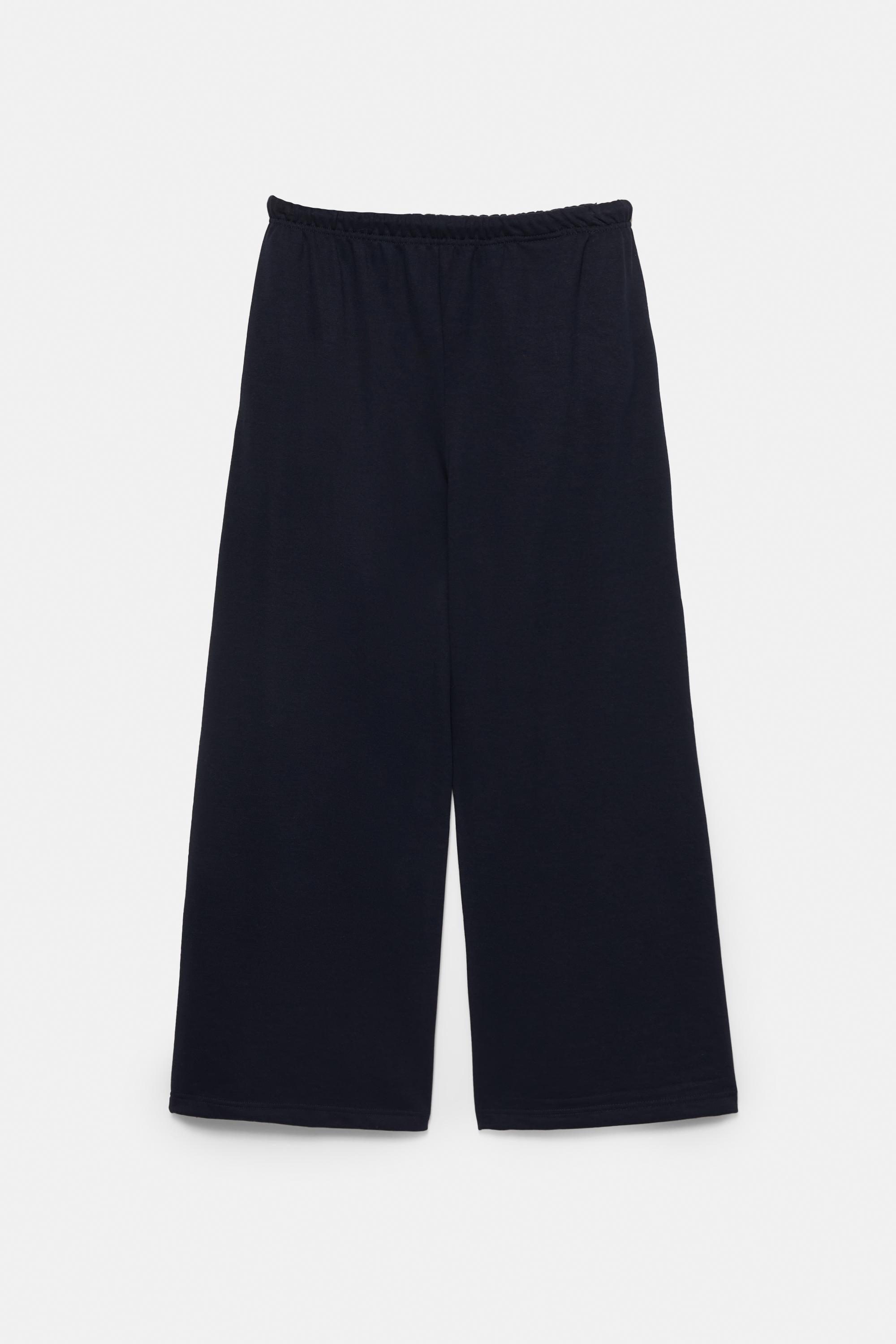Wide-leg tracksuit bottoms with adjustable hem — Navy
