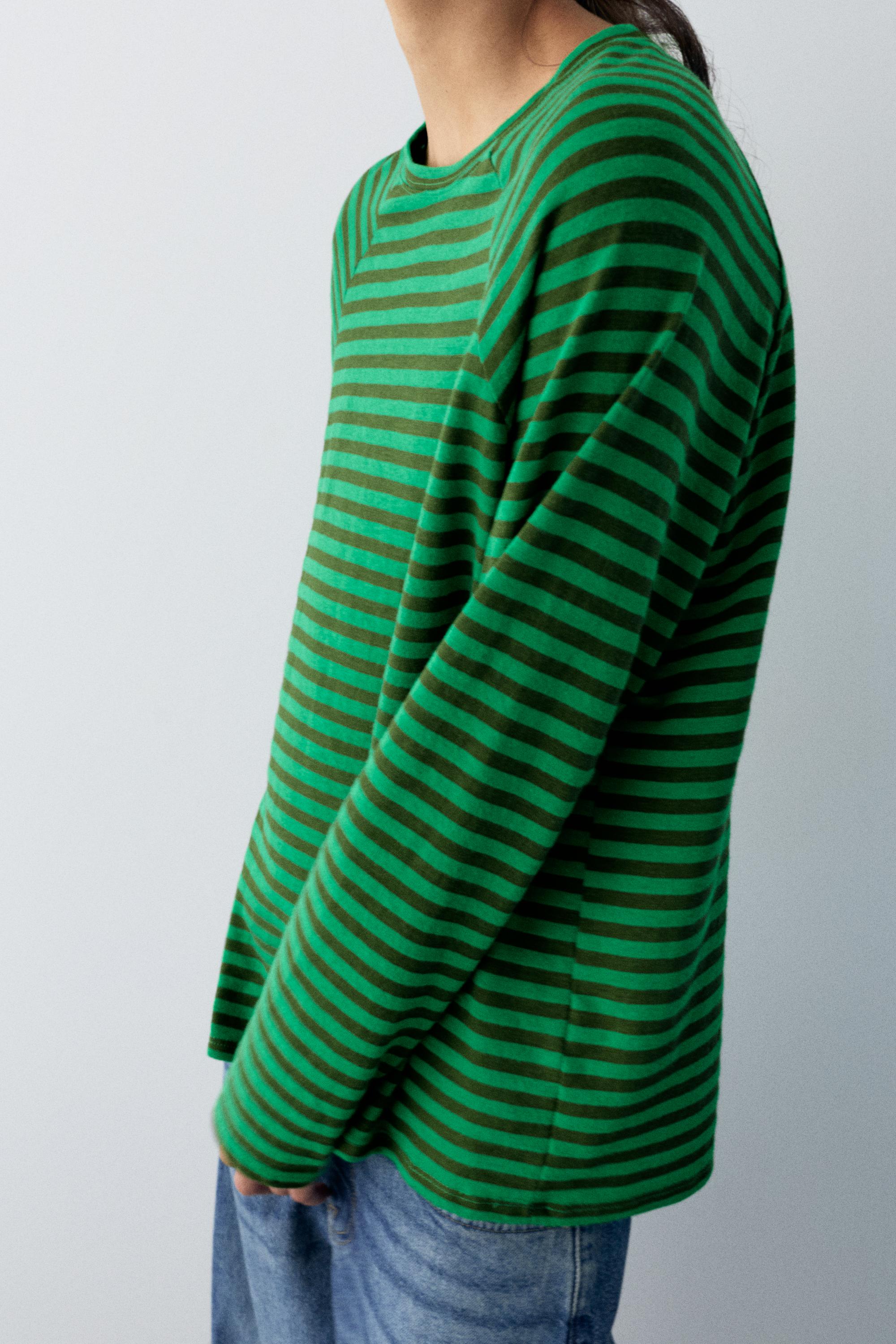Uzun kollu çizgili tişört - Görsel 7