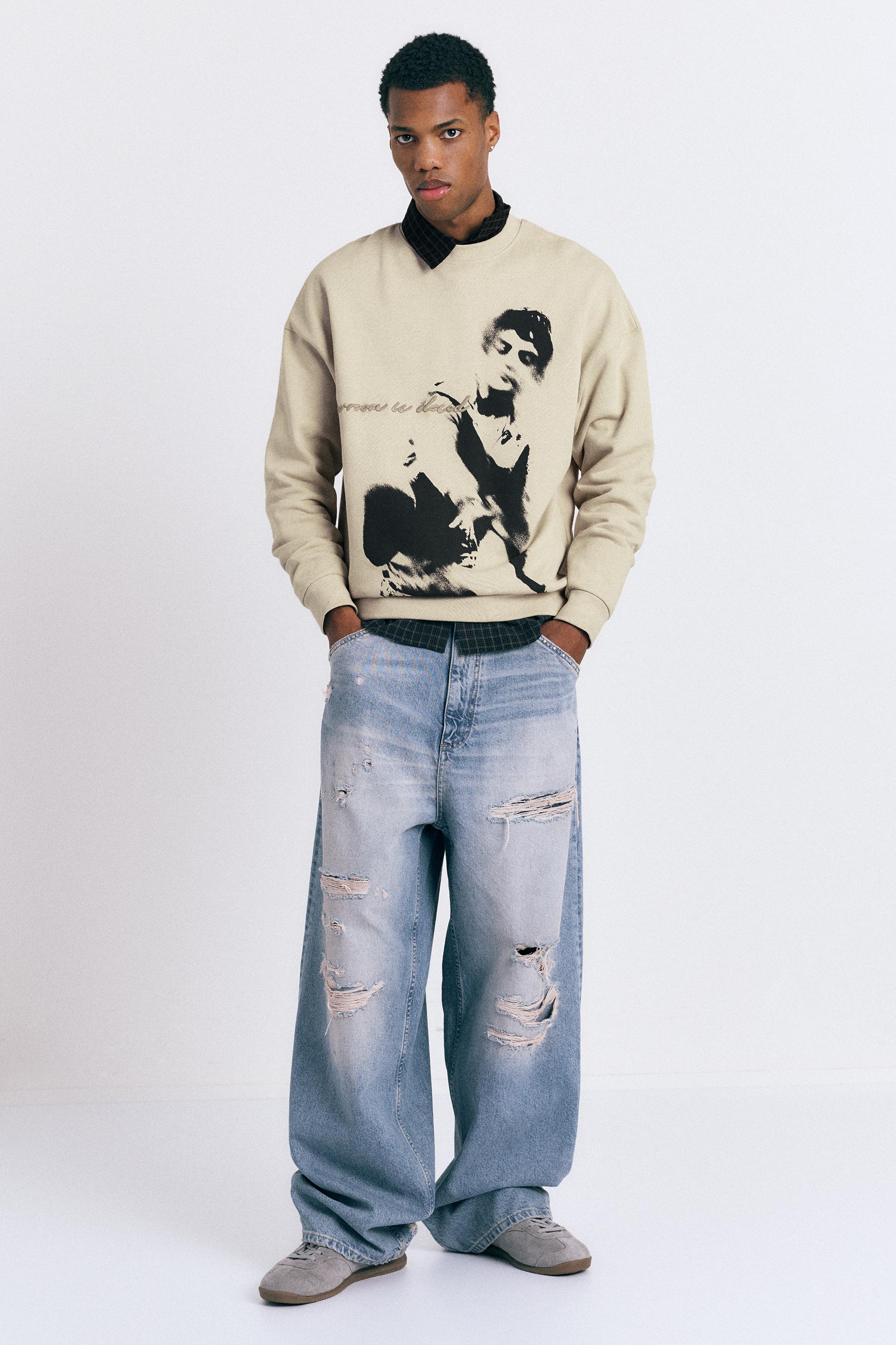 Graphic round neck sweatshirt — Beige