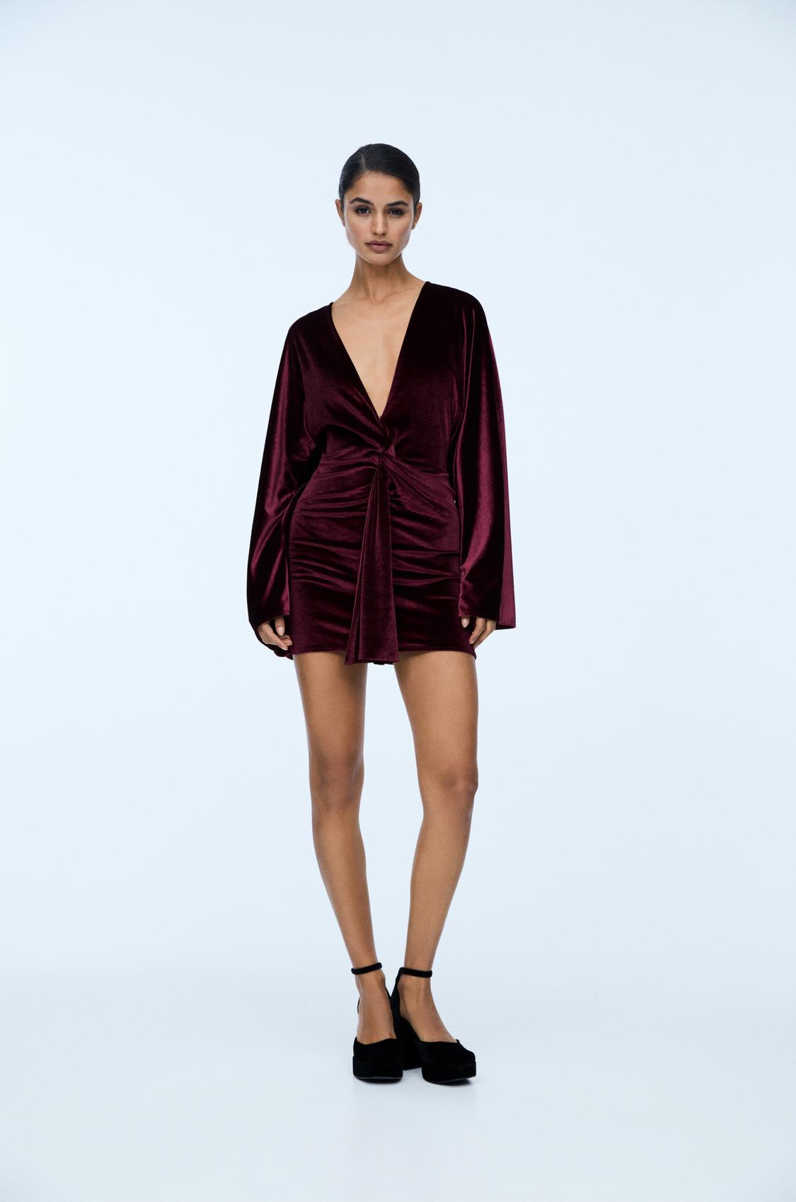 Ropa Vestido Fiesta Pull And Bear Mono Corto Terciopelo Pull And