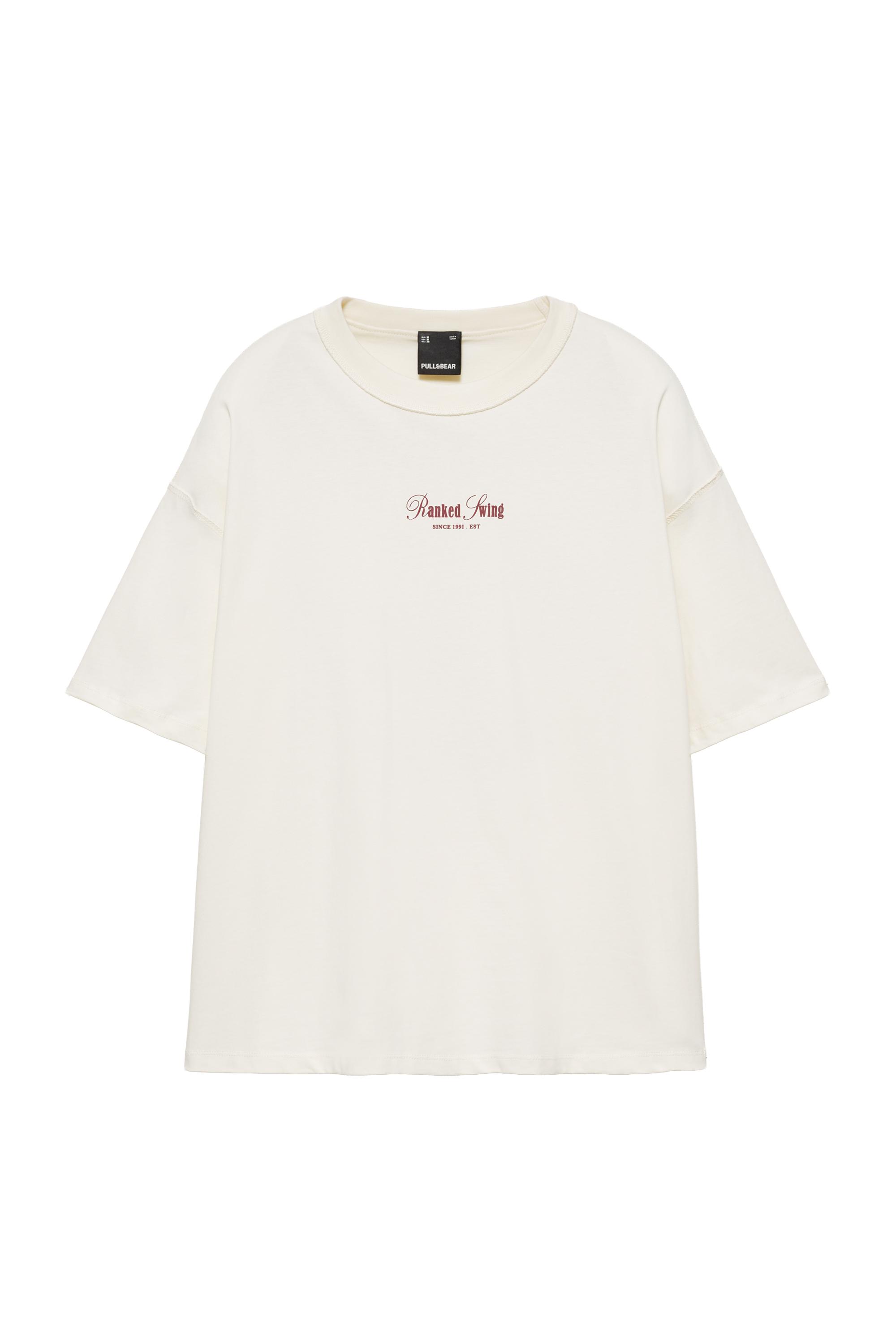 Pull&Bear Ranked Swing grafikli relaxed fit tişört görsel 4