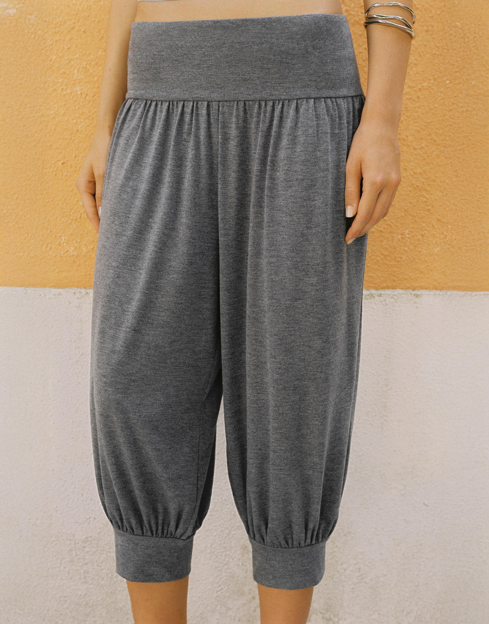 Cropped sarouel trousers — Grey marl