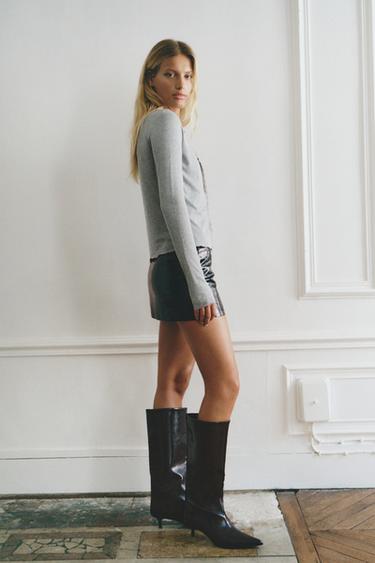 Crocodile leather effect mini skirt — Black 4