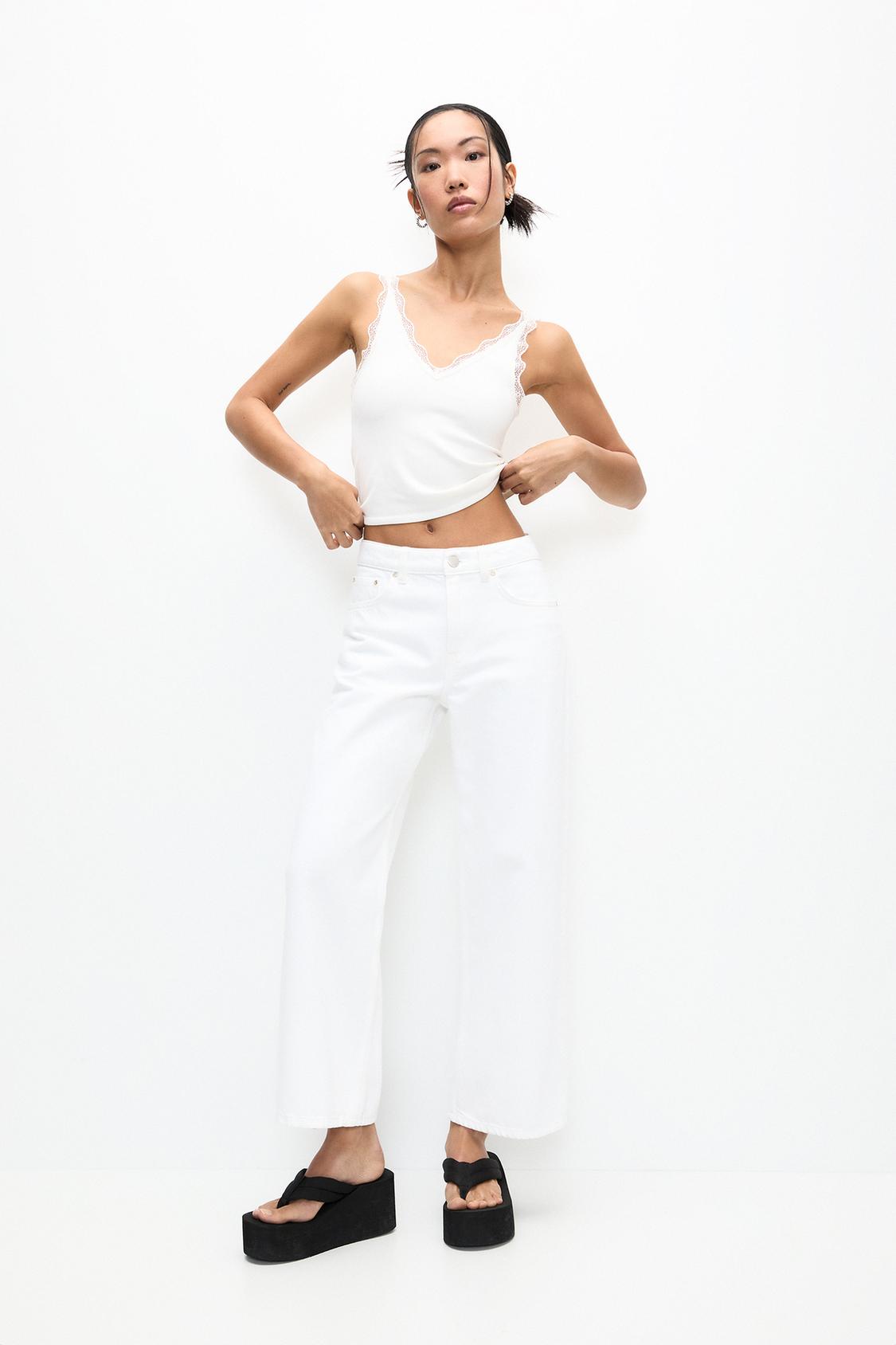 Skinny Pantalon Mujer Pull And Bear Vaqueros Blancos Mujer Pull