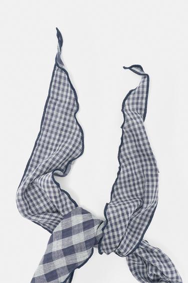 Check-print bandana — Blue 3
