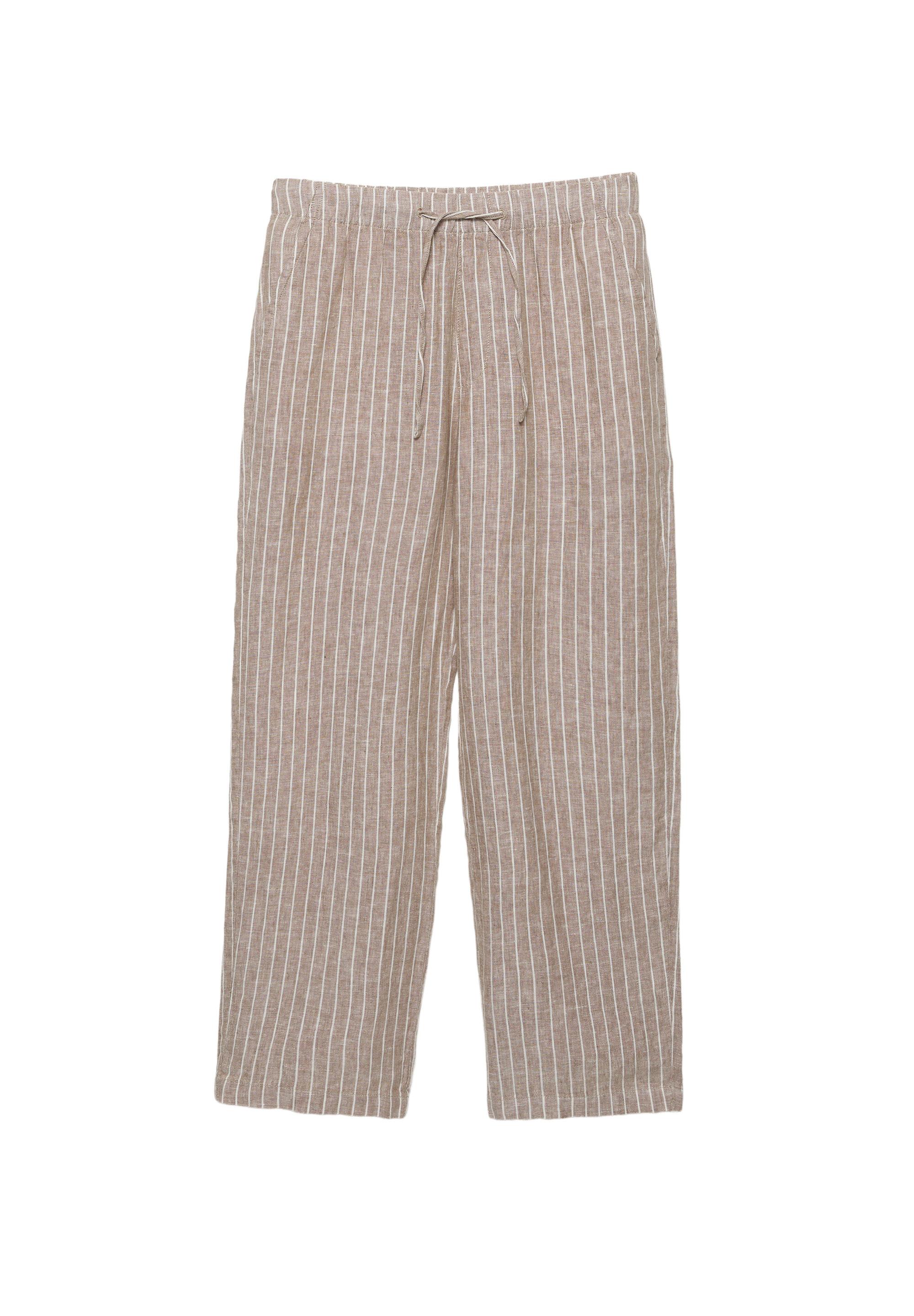 100% linen jogger trousers — Striped