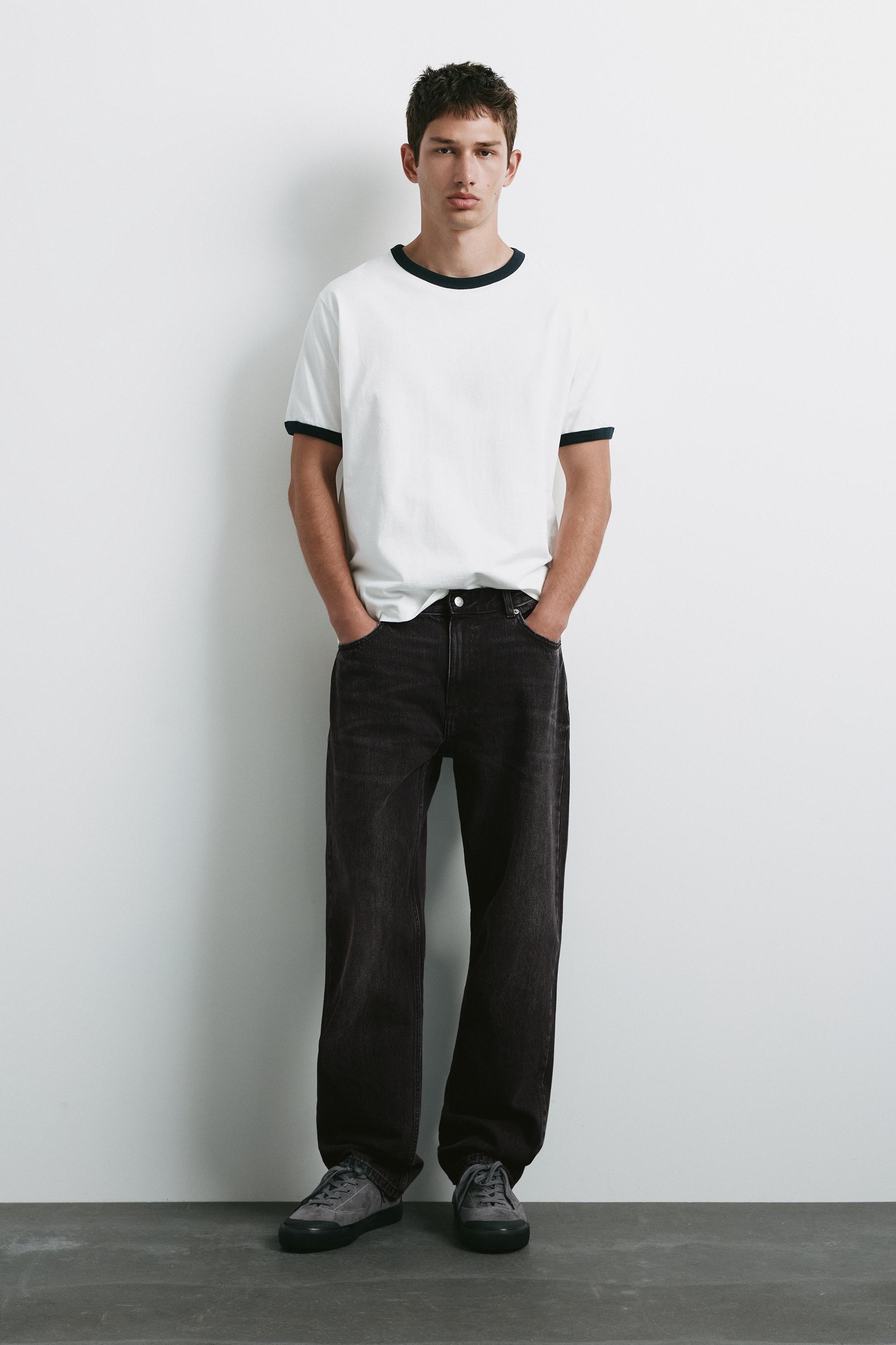 Straight-leg jeans — Faded black
