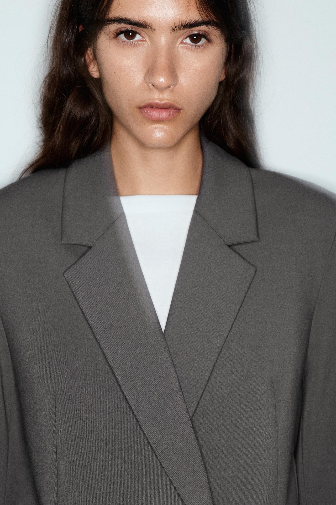 Double-breasted blazer — Medium grey