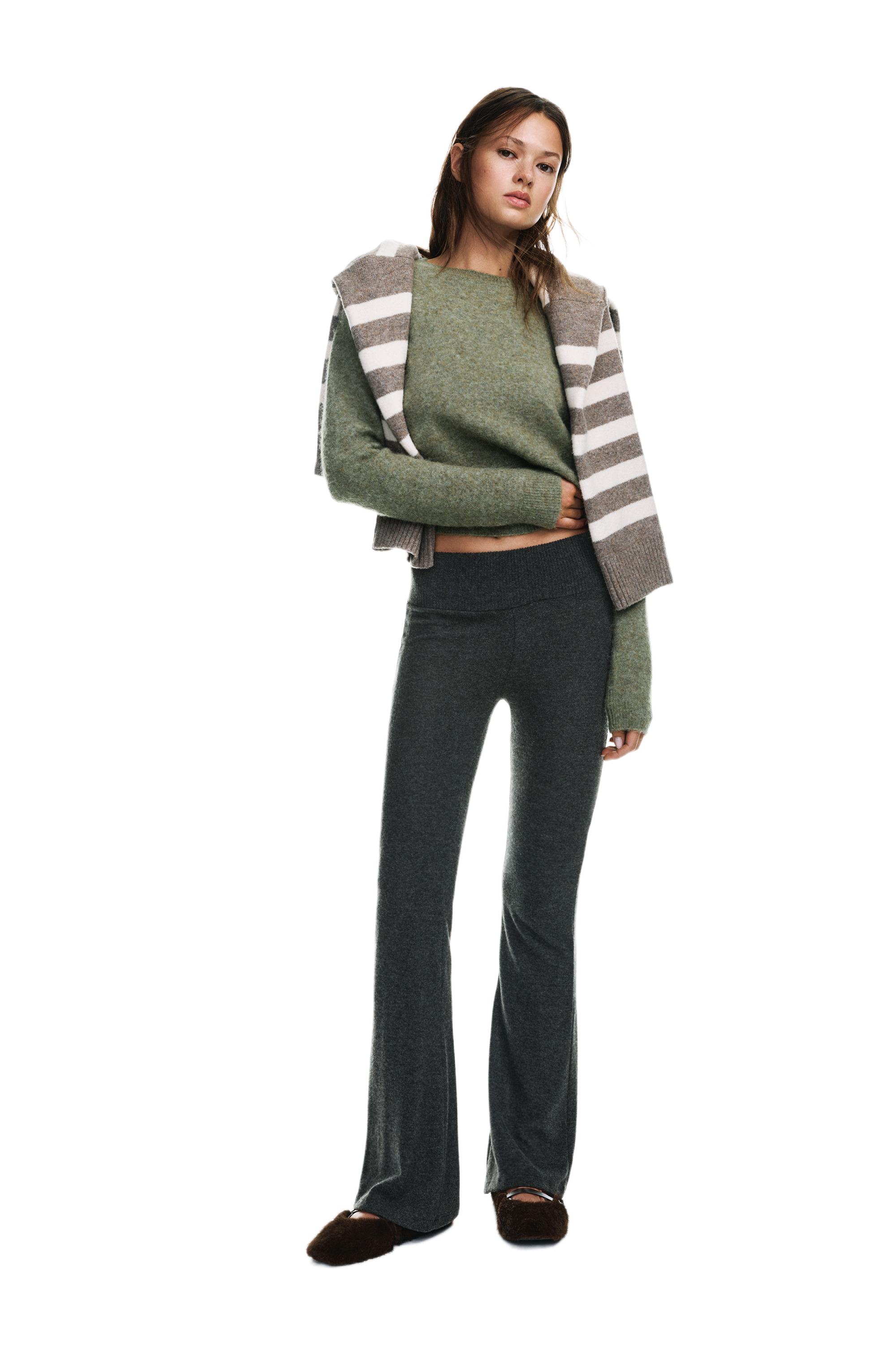 Soft touch flared trousers — Dark grey